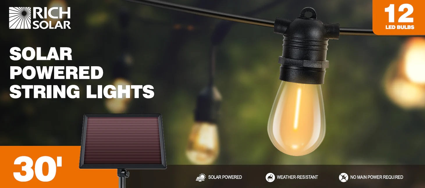 Rich Solar Powered String Lights 12 Led Bulbs Information