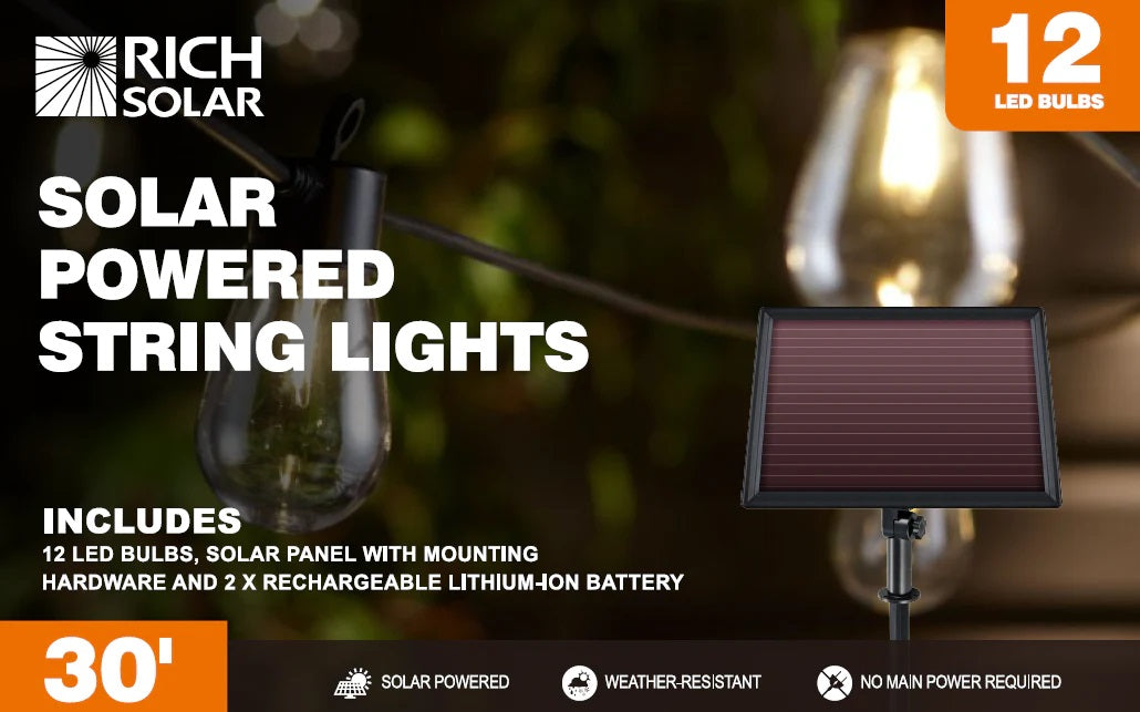 Rich Solar Powered String Lights 12 Led Bulbs Specification