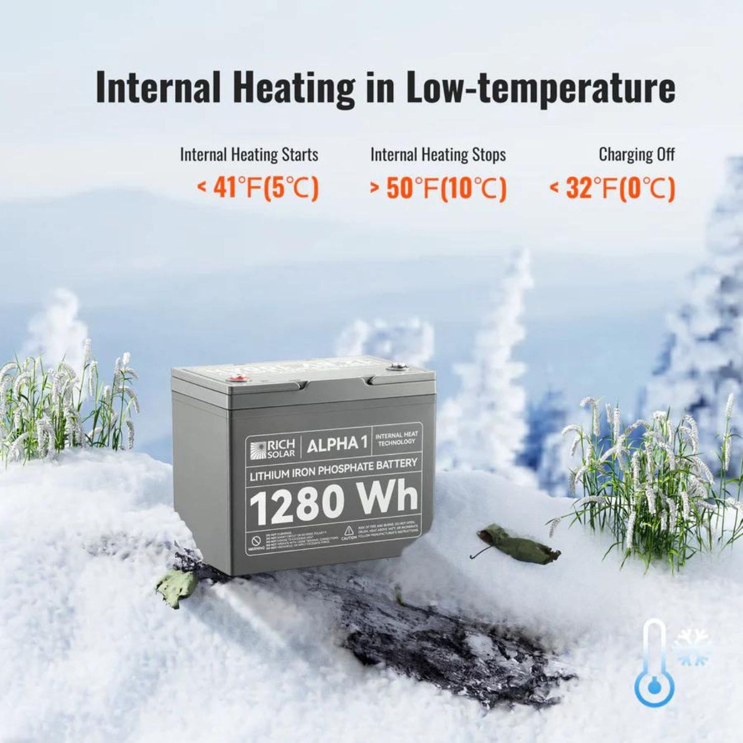 Rich Solar ALPHA 1 Battery's Internal Heating Allows It To Work In Low Temperatures