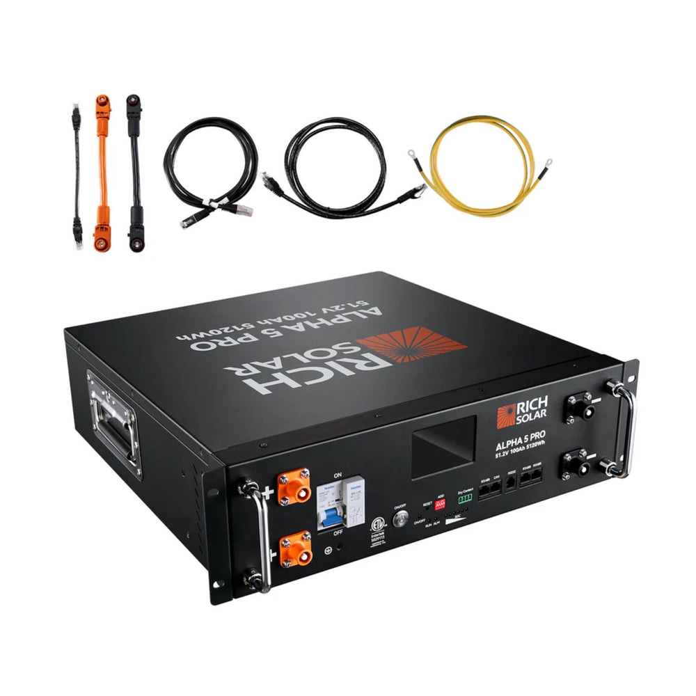 Rich Solar Alpha 5 Pro power station with cables on a white background