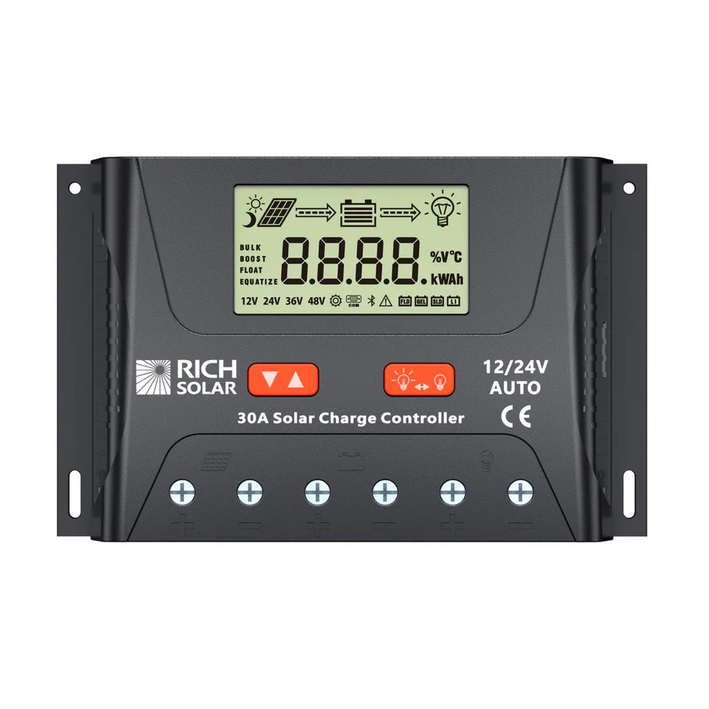 Rich Solar BRAVO LEGEND 30 Amp PWM Solar Charge Controller Front View