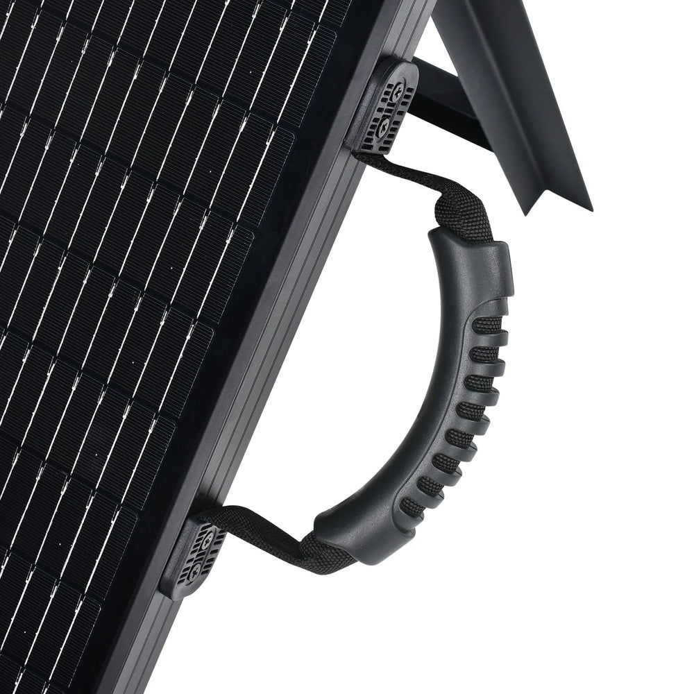 Rich Solar MEGA 100 Watt Briefcase Portable Solar Charging Kit handle close up