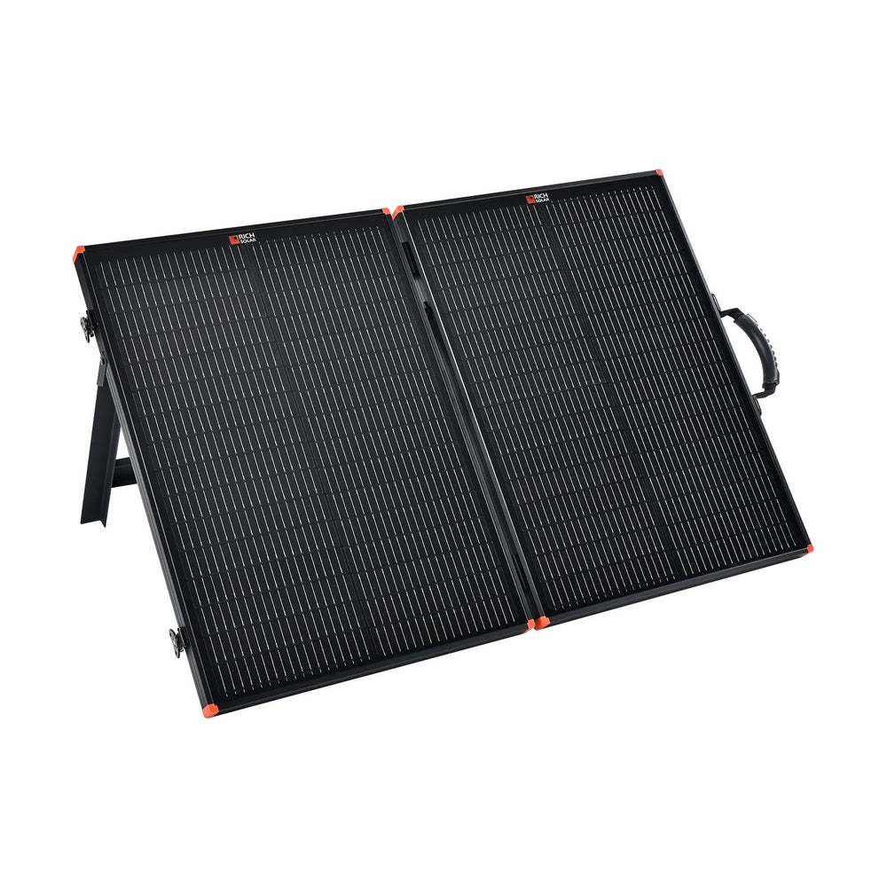 Rich Solar MEGA 100 Watt Briefcase Portable Solar Charging Kit when unfolded