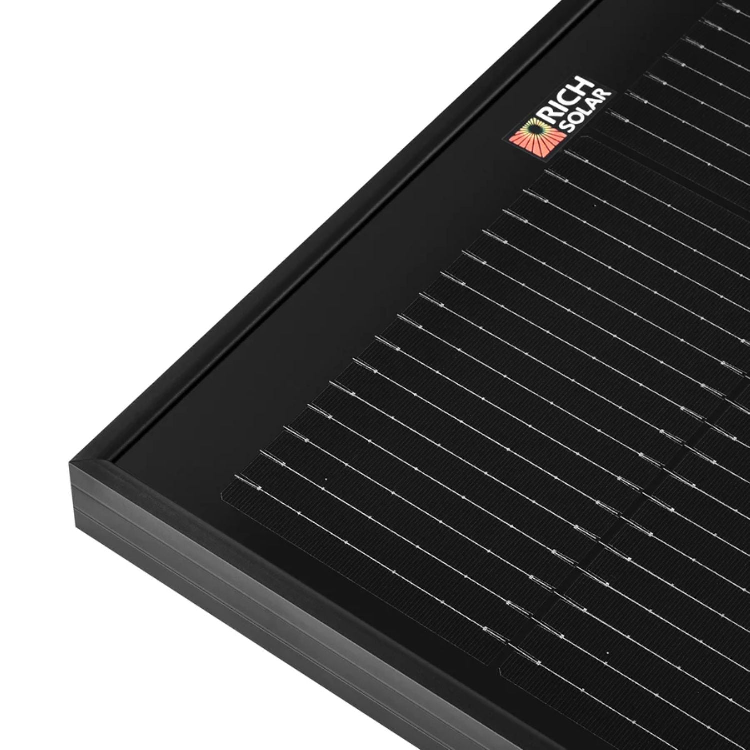 Rich Solar MEGA 130 Watt Slim Solar Panel black side close up view