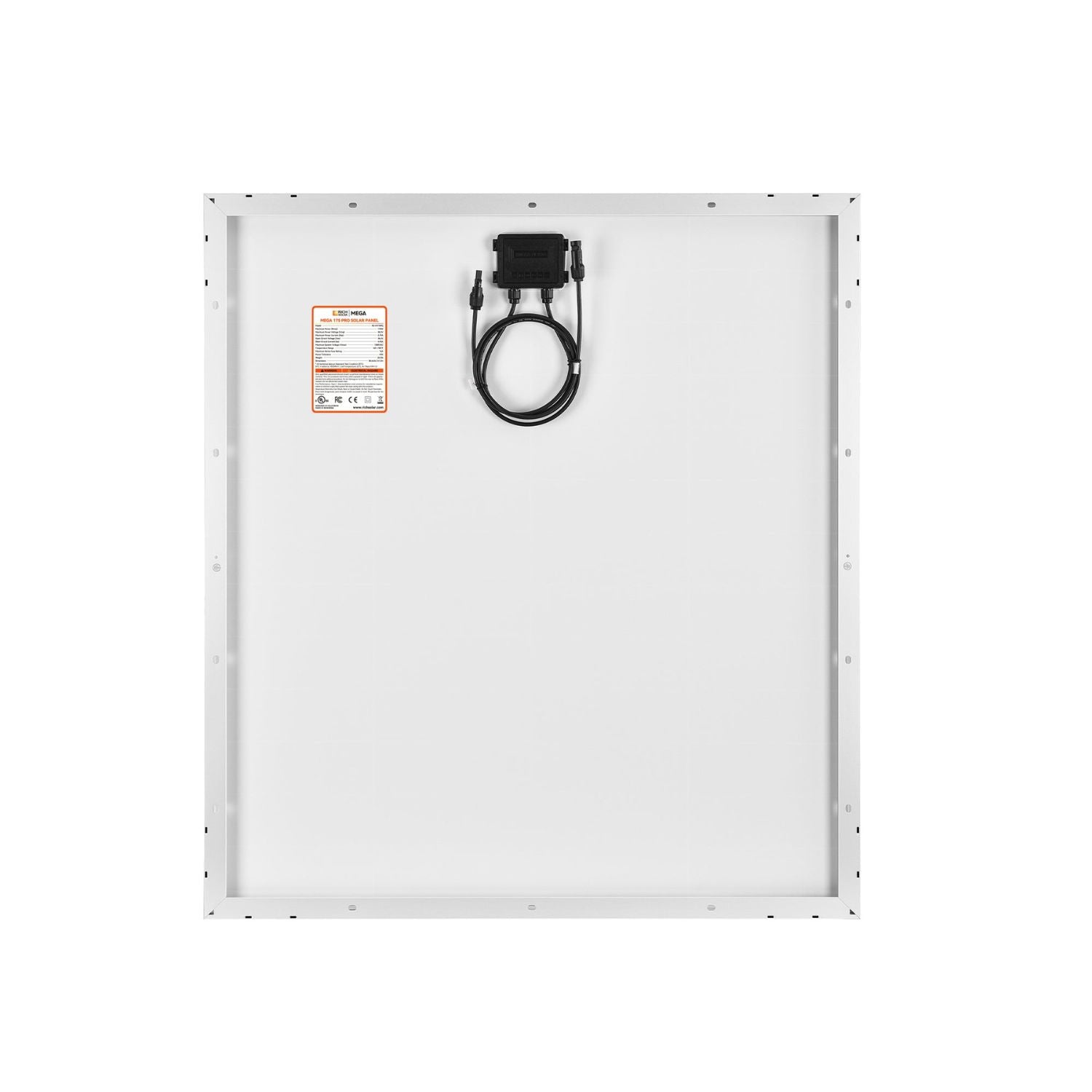 Rich Solar MEGA 175 PRO 175 Watt Solar Panel with 20 FT MC4 Extension Cable Set back view