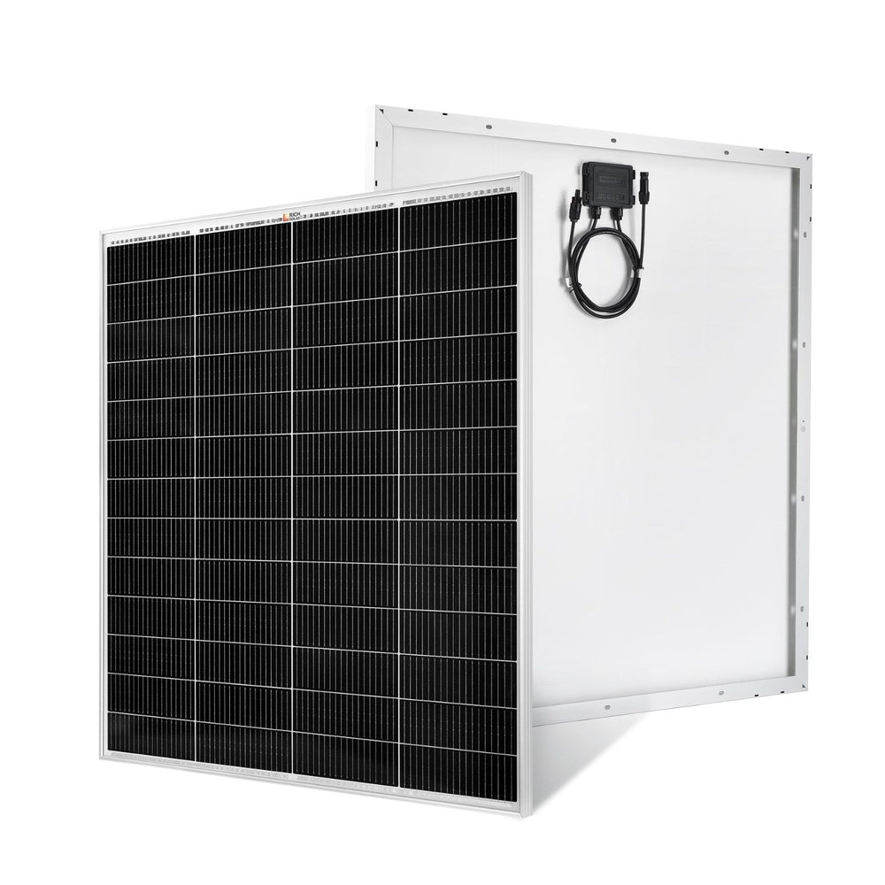 Rich Solar MEGA 175 PRO 175 Watt Solar Panel with 20 FT MC4 Extension Cable Set front and back view