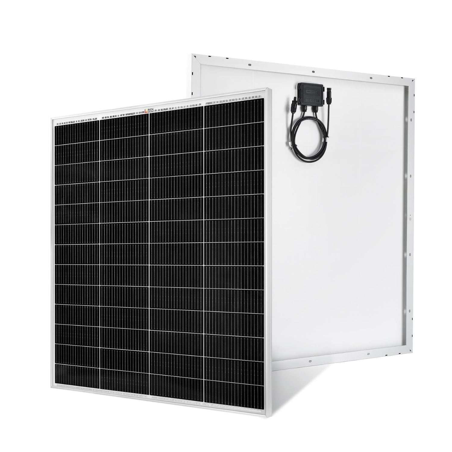 Rich Solar MEGA 175 PRO 175 Watt Solar Panel with 20 FT MC4 Extension Cable Set front and back view