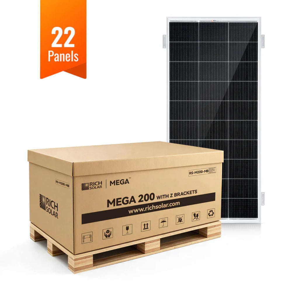 Rich Solar MEGA 200 WITH 3/4" Z BRACKETS Solar Panel - 22 Panels
