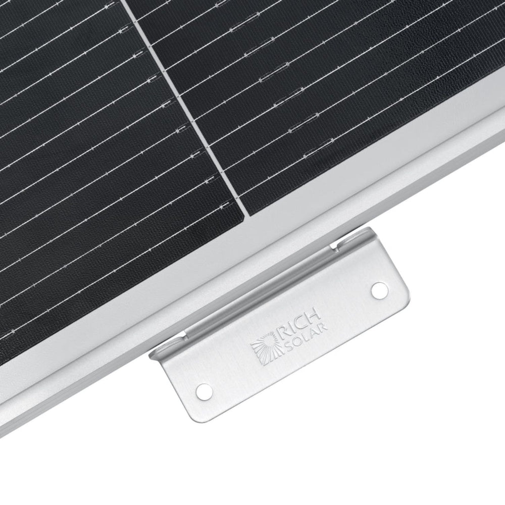 Rich Solar MEGA 200 WITH 3/4" Z BRACKETS Solar Panel close up 