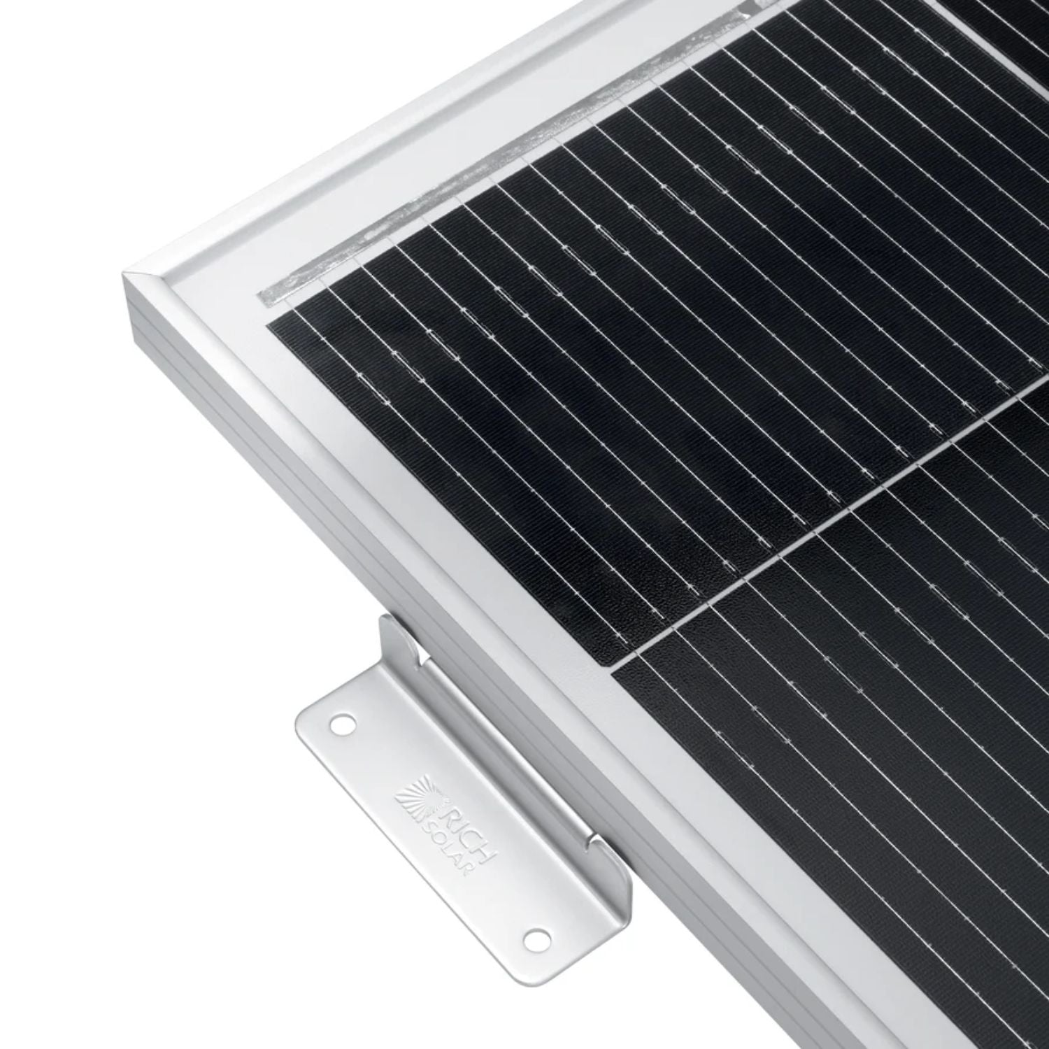 Rich Solar MEGA 200 WITH 3/4" Z BRACKETS Solar Panel close up view