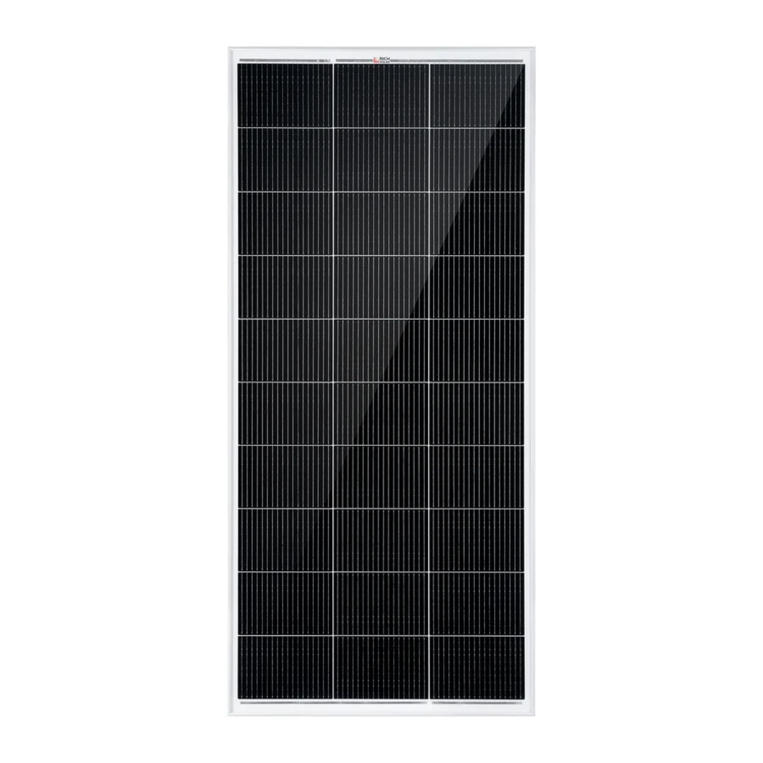 Rich Solar MEGA 200 Watt 12 Volt Monocrystalline Solar Panel Silver front view