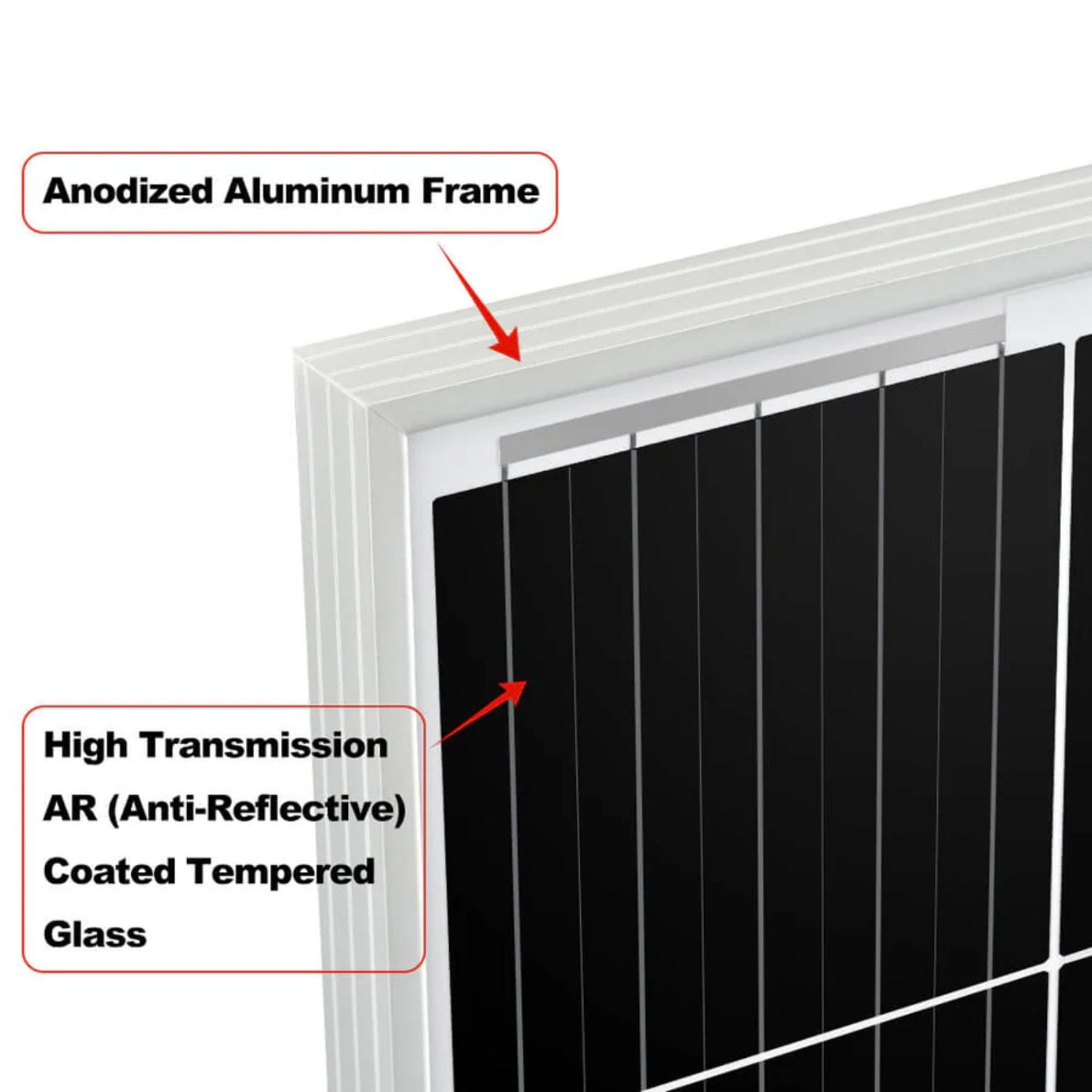 Rich Solar MEGA 200 Watt 12 Volt Monocrystalline Solar Panel Silver materials