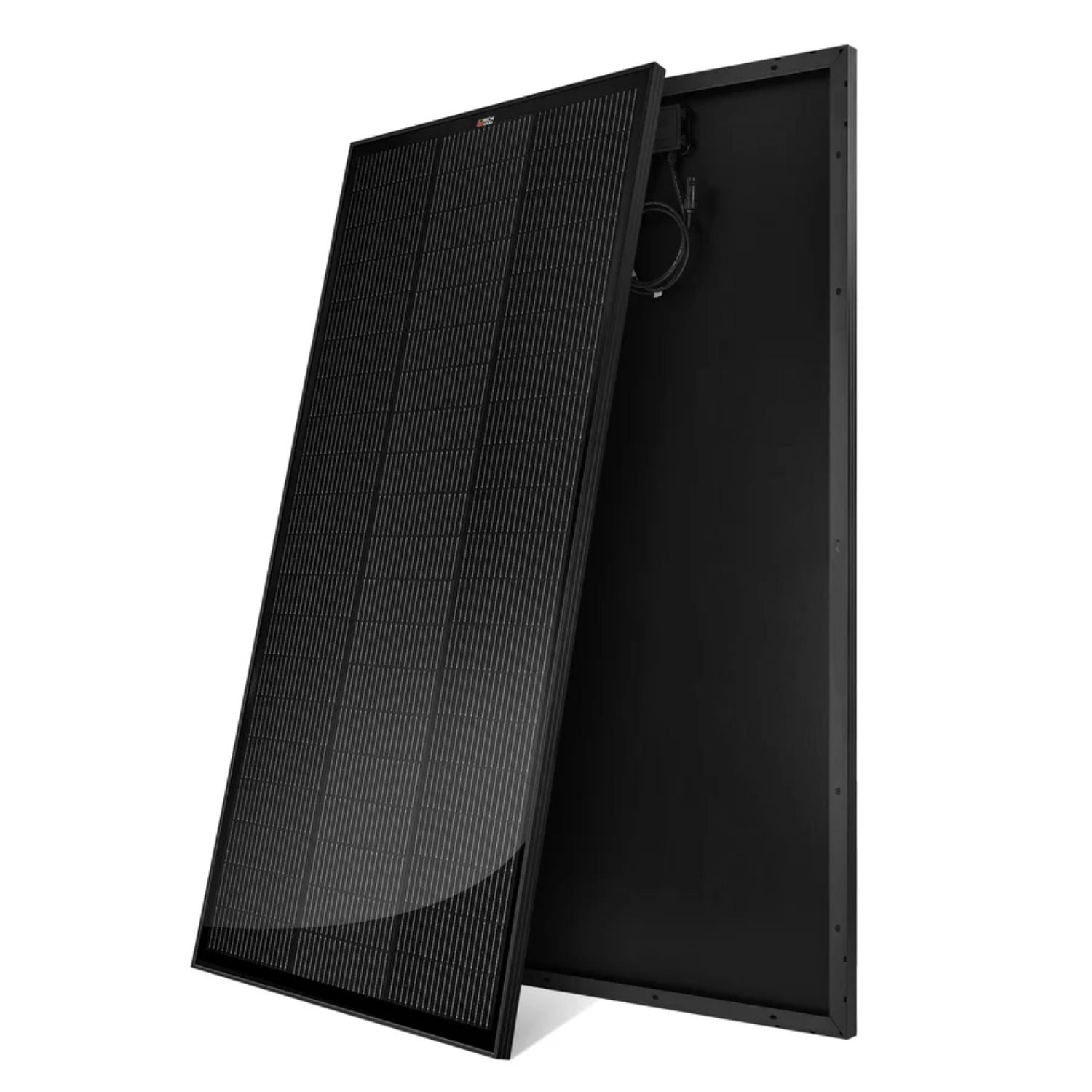 Rich Solar MEGA 200 Watt PRO ONYX 24 Volt Solar Panel front and back view