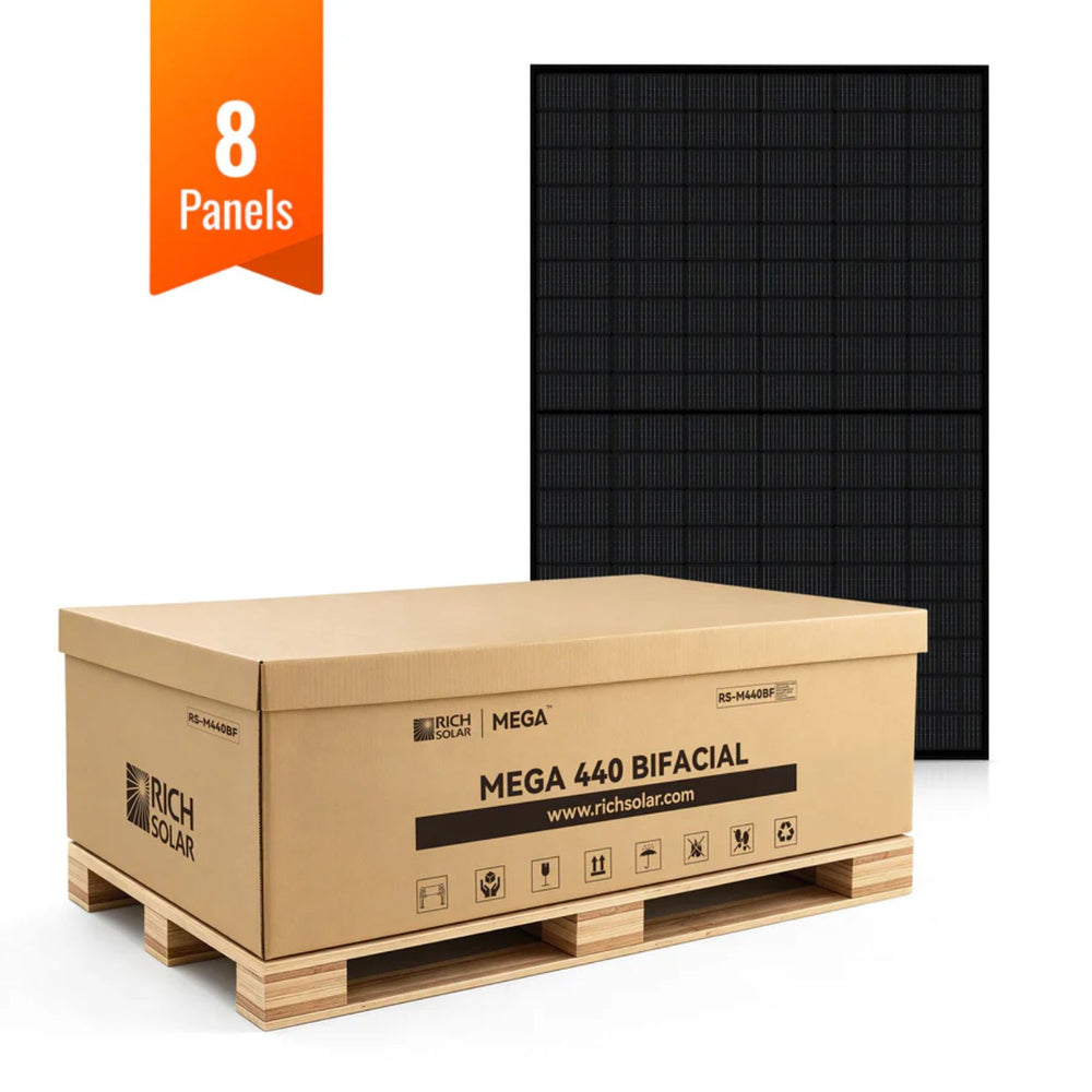 Rich Solar MEGA 440 Bifacial N-Type Solar Panel - 8 solar panels