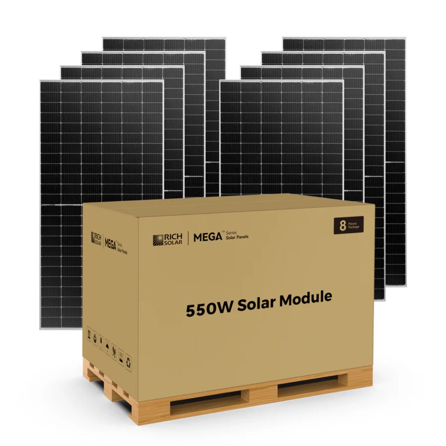 Rich Solar MEGA 550 Watt Bifacial Solar Panel  - 8pcs