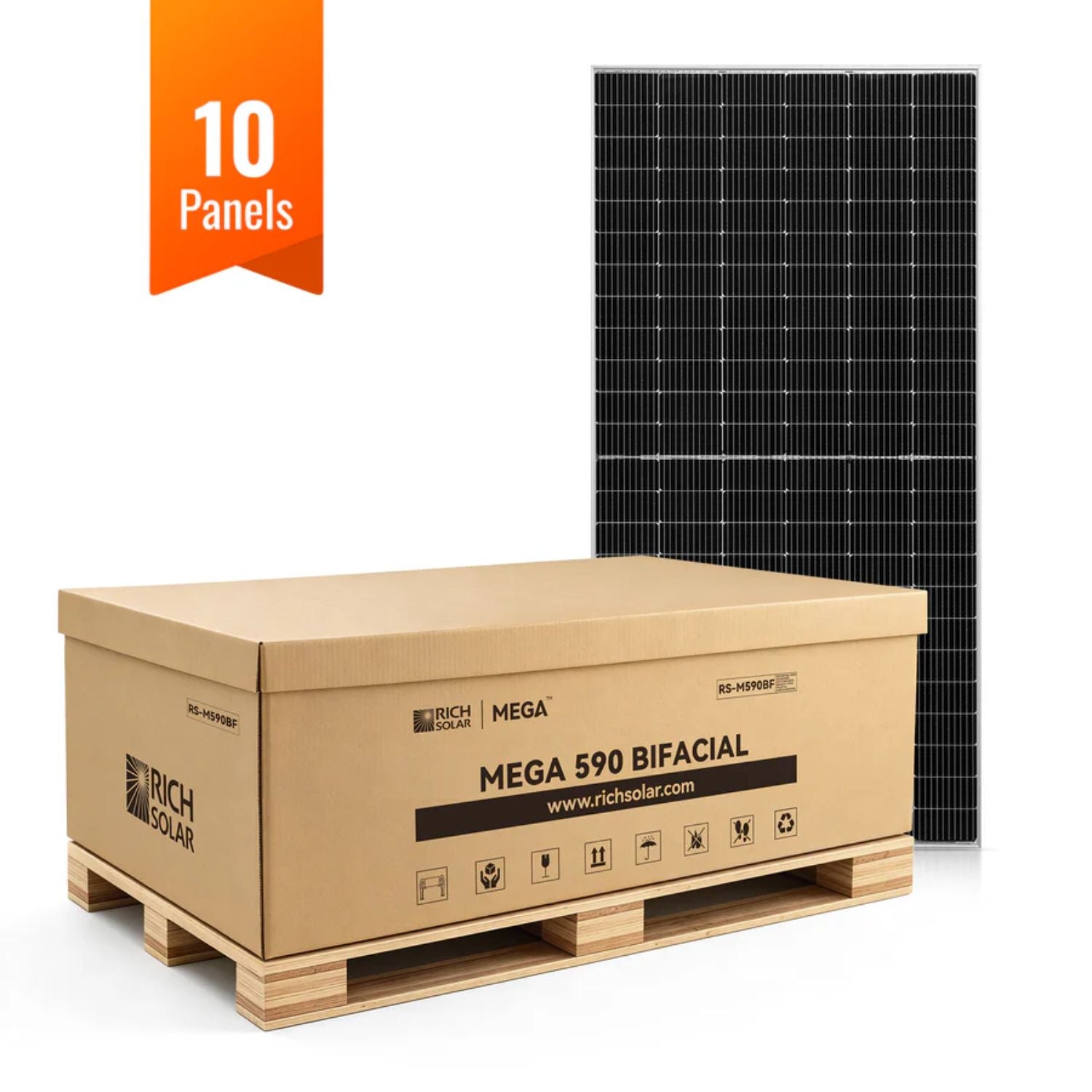 Rich Solar MEGA 590 Watt Bifacial Solar Panel - 10 panels
