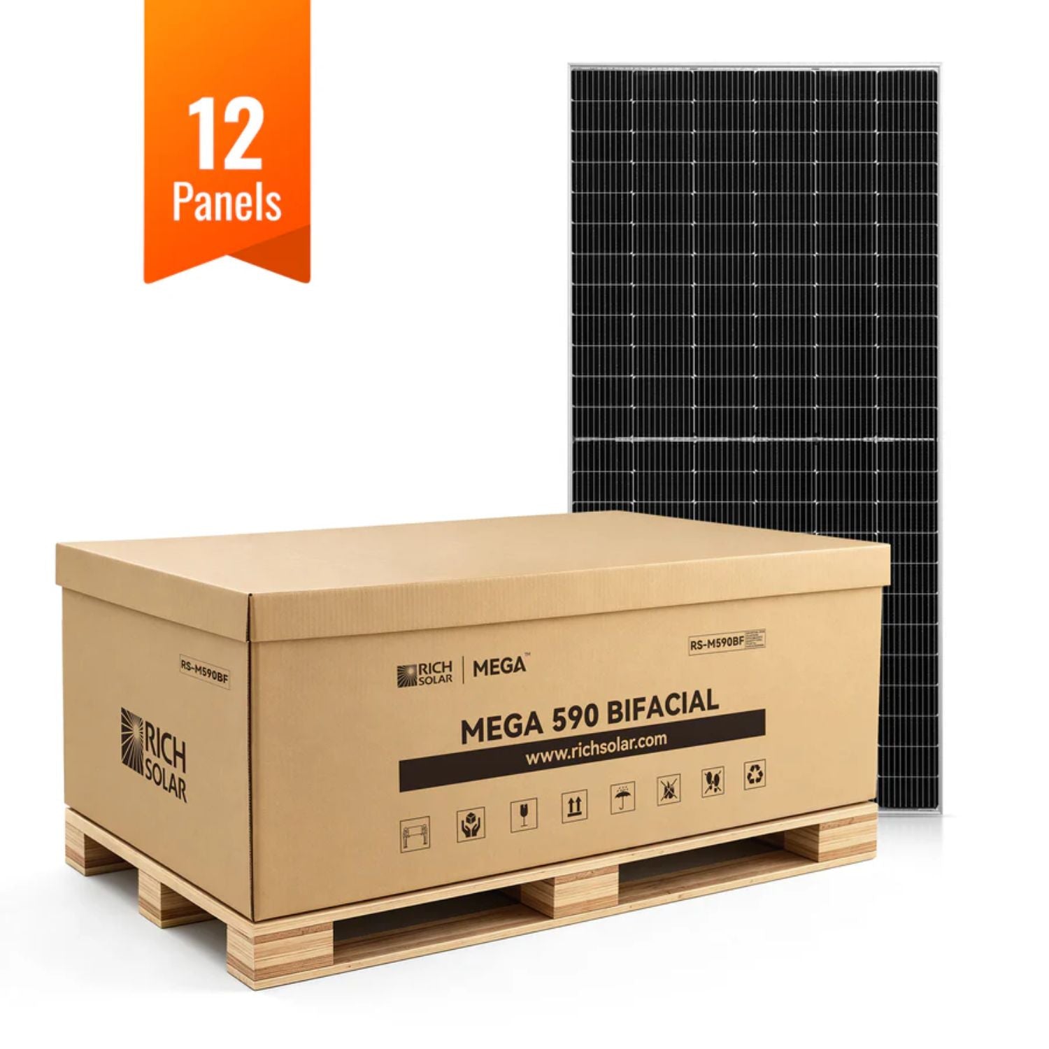 Rich Solar MEGA 590 Watt Bifacial Solar Panel - 12 Panels