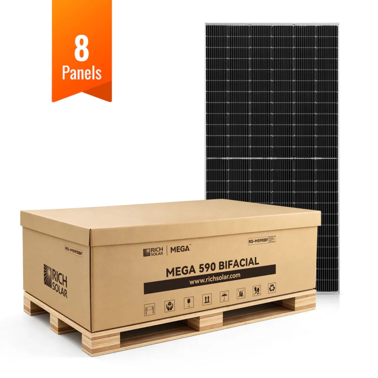 Rich Solar MEGA 590 Watt Bifacial Solar Panel - 8 Panels