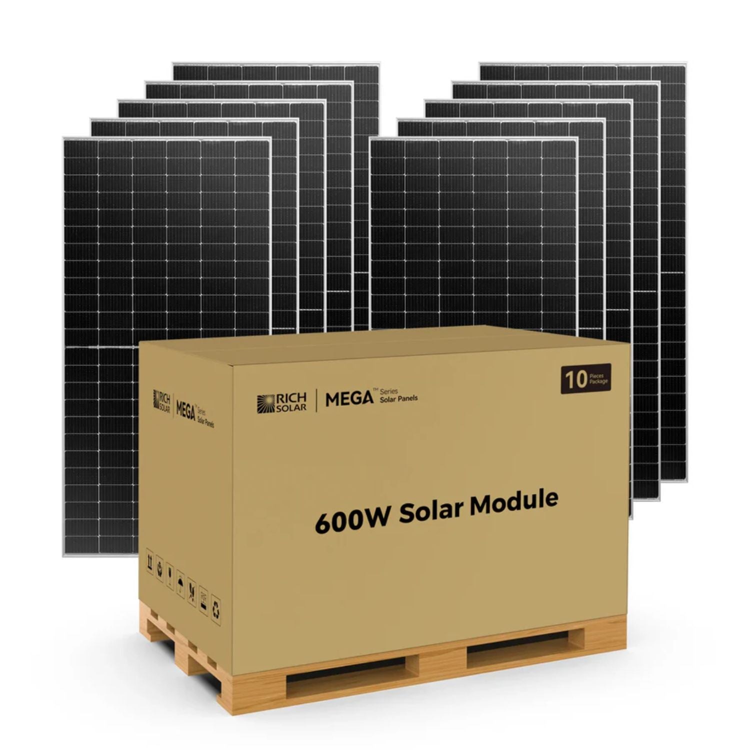 Rich Solar MEGA 600 BIFACIAL Watt Bifacial Solar Panel - 10 pcs