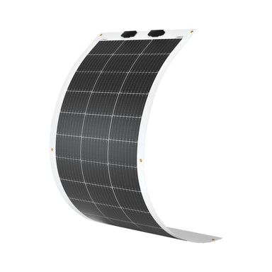 Roll of Renogy Flexible 100W 12V Monocrystalline Solar Panel on a white background