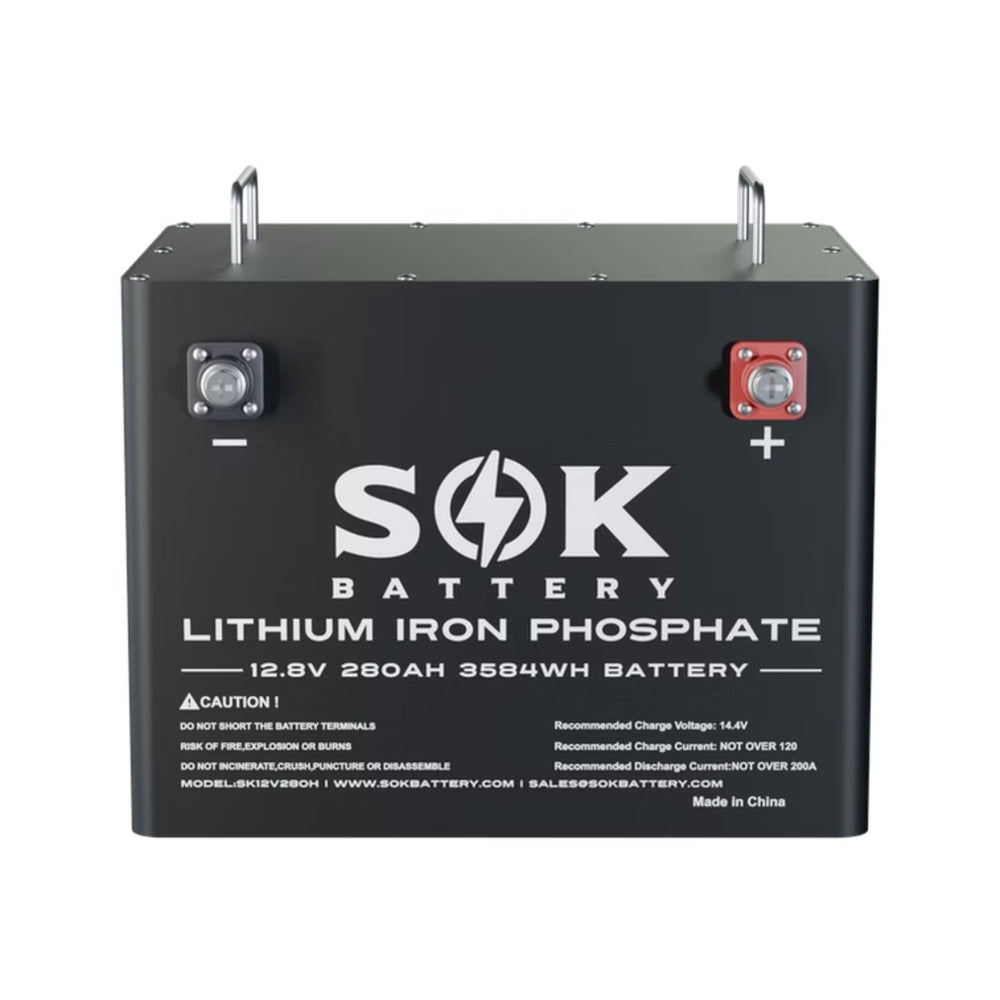 SOK 280Ah Battery, Built-in heater and Bluetooth, Best for RV or Marine SK12V280H front view