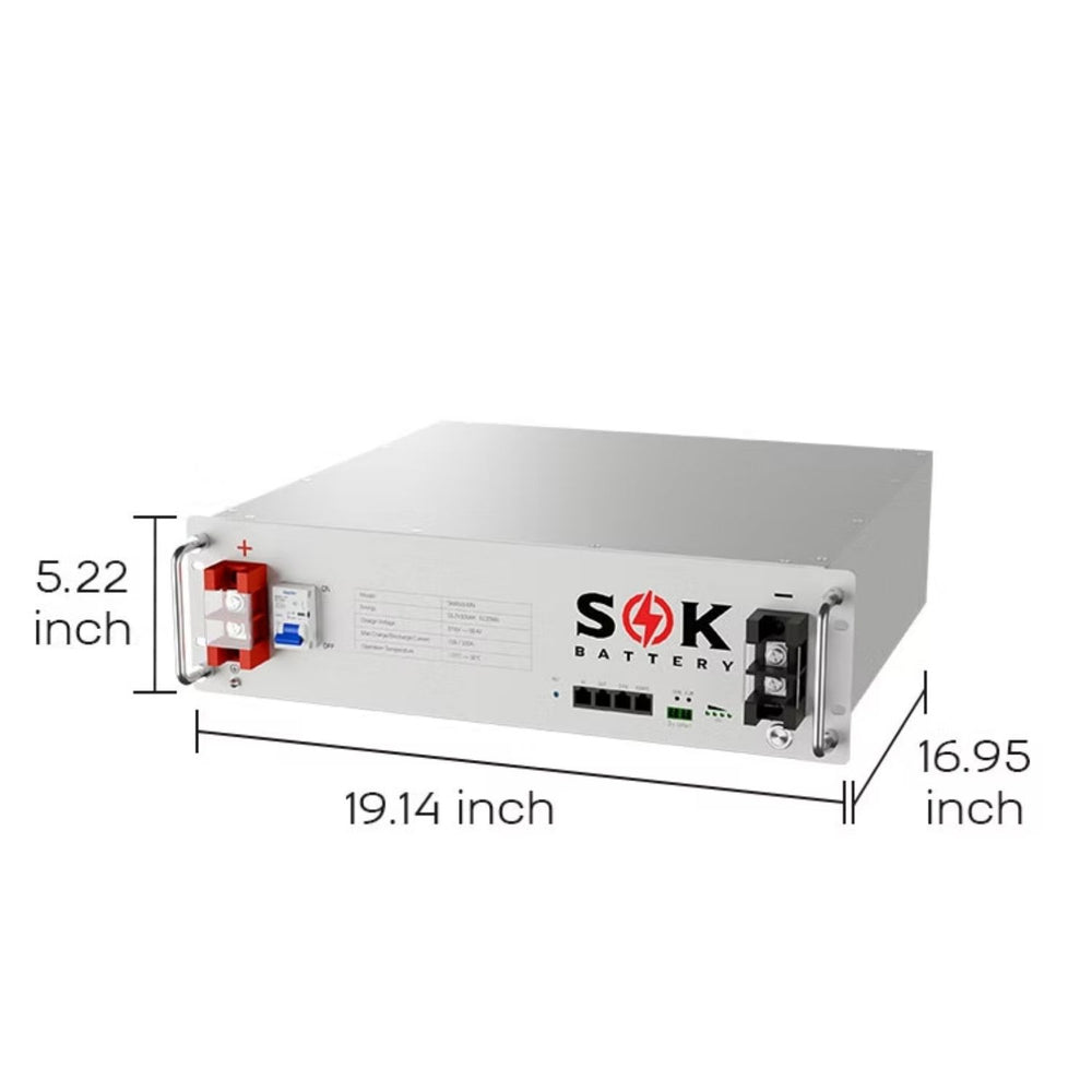 SOK 48V 100Ah Server Rack LiFePO4 Battery Dimensions