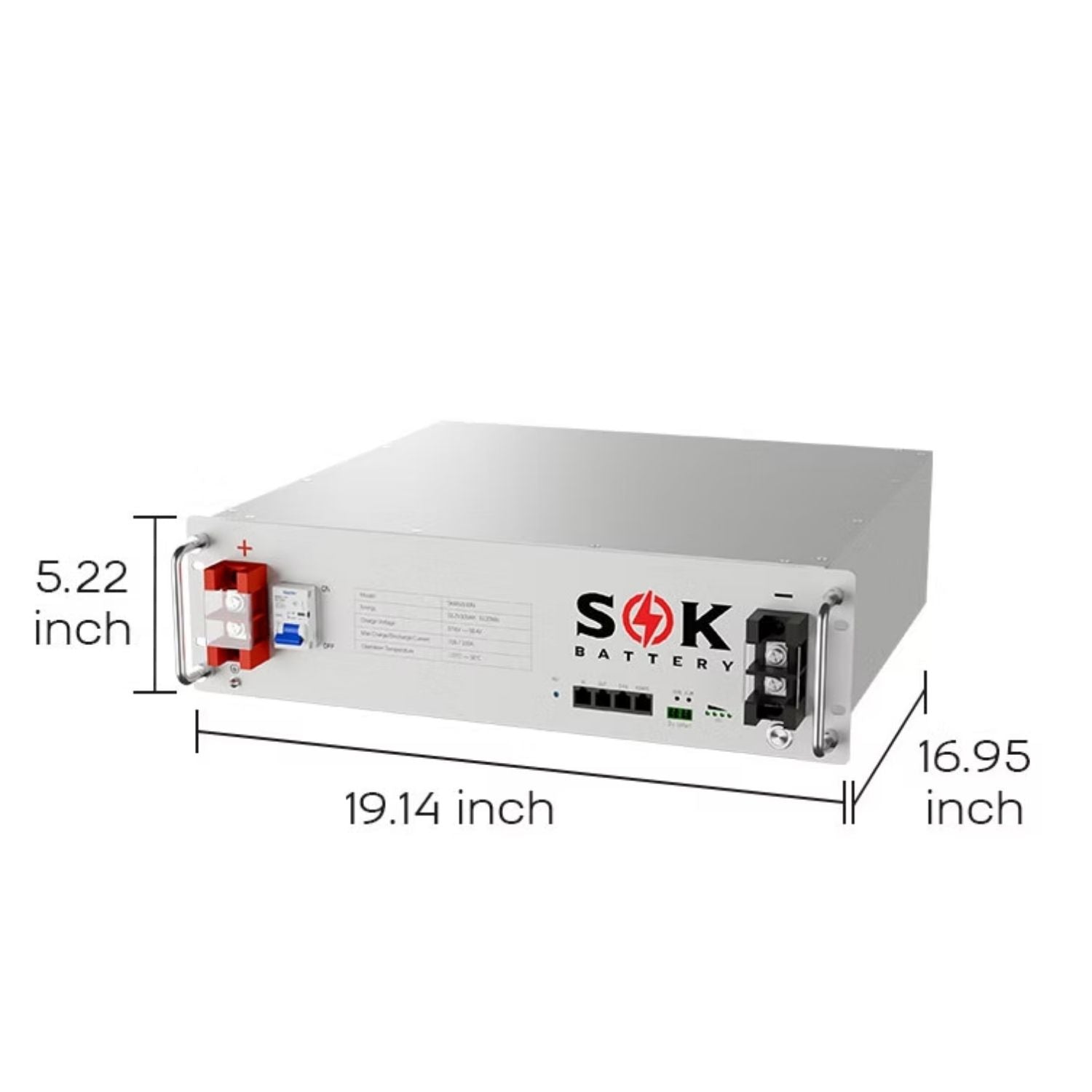 SOK 48V 100Ah Server Rack LiFePO4 Battery Dimensions
