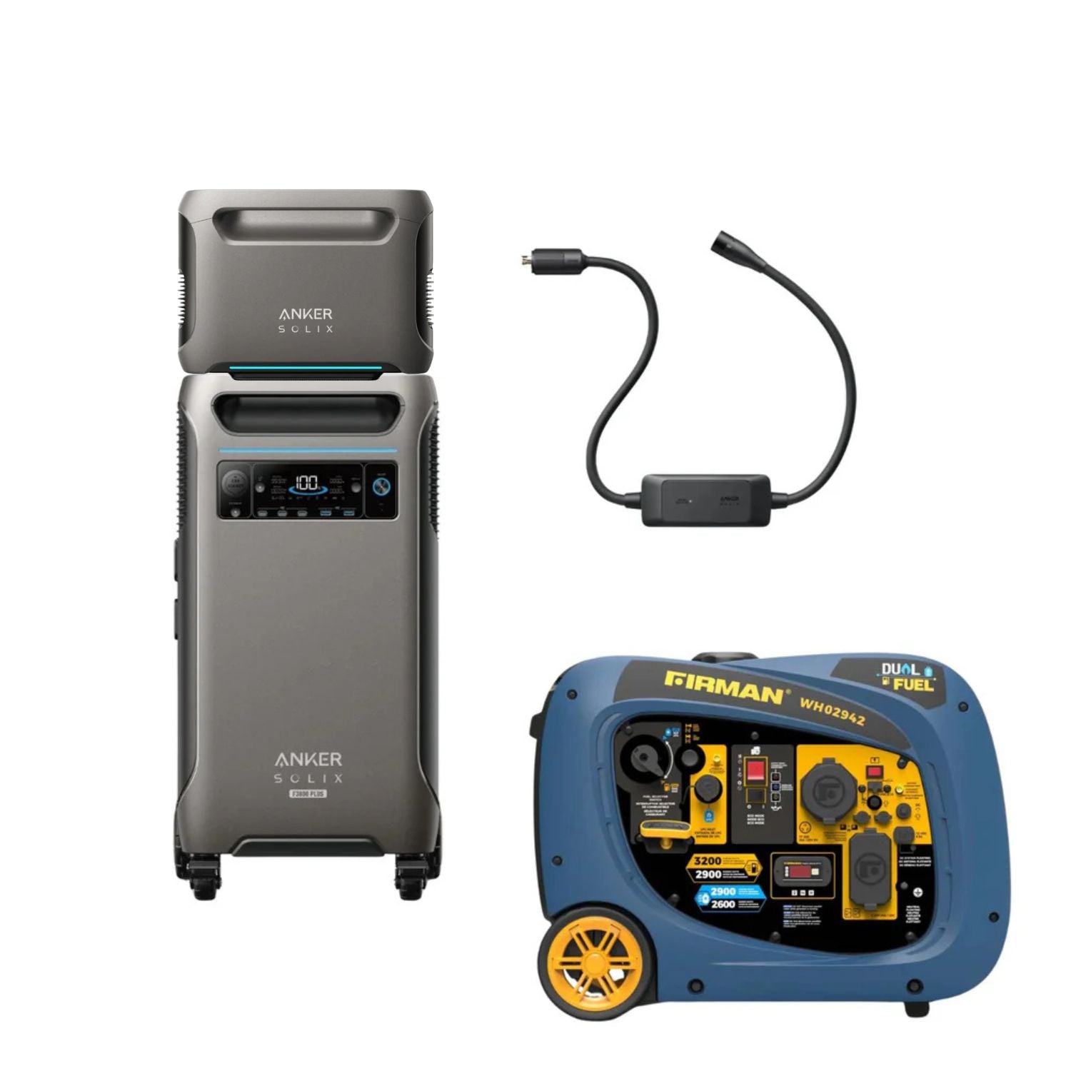 SOLIX F3800 Plus with one Dual-Fuel Backup Generator with one BP3800 Battery