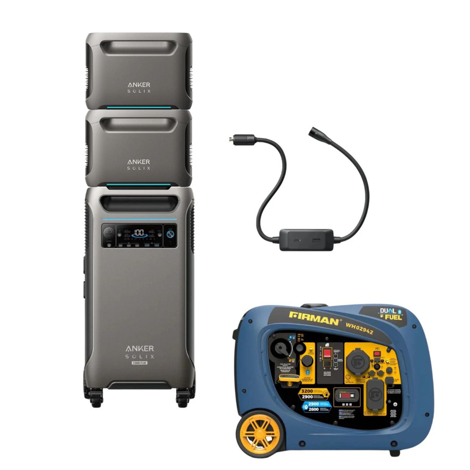 SOLIX F3800 Plus with one Dual-Fuel Backup Generator with two BP3800 Battery