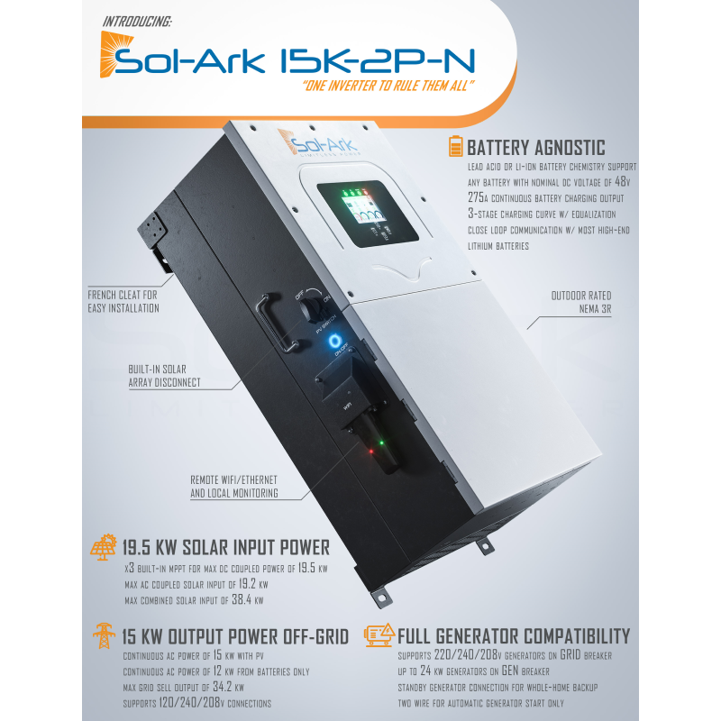 Sol-Ark 15K-2P Hybrid Inverter System - product image 7