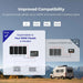 Starter Kit N-Type 100W 12V Solar Kit Solar panel system compatibility chart with a van in the background