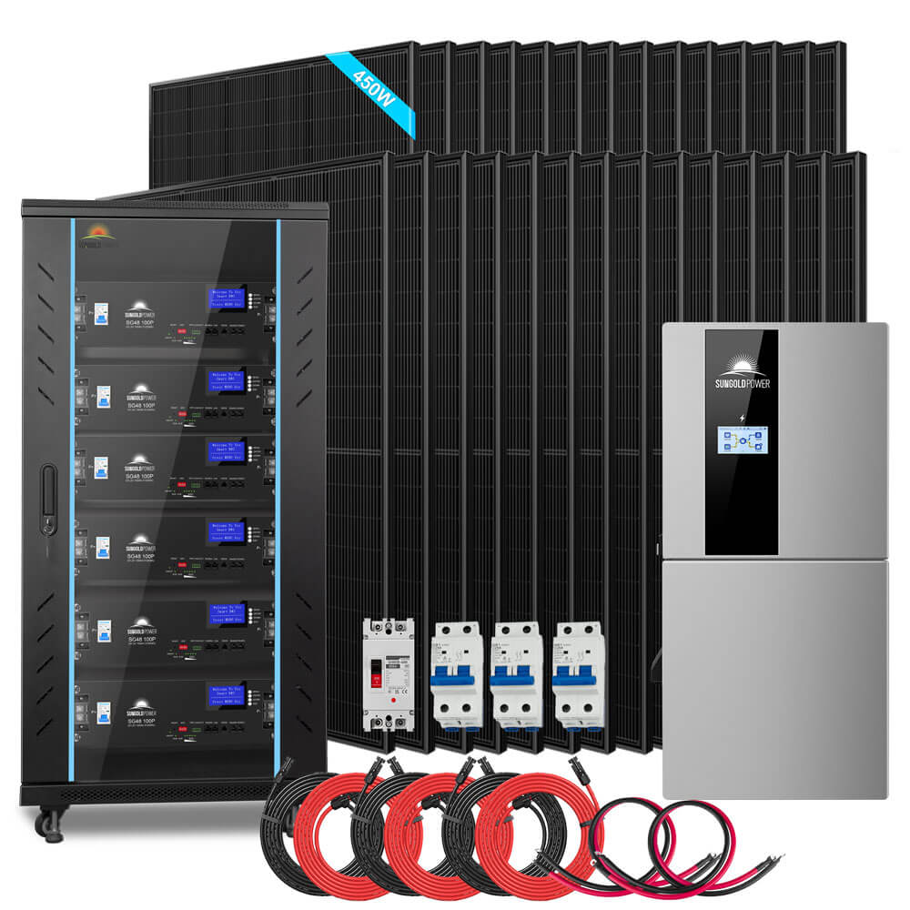 SunGoldPower 11.4kW Hybrid Solar Kit with 30.72kWh LiFePO4 Battery – SGH-11N3E complete system