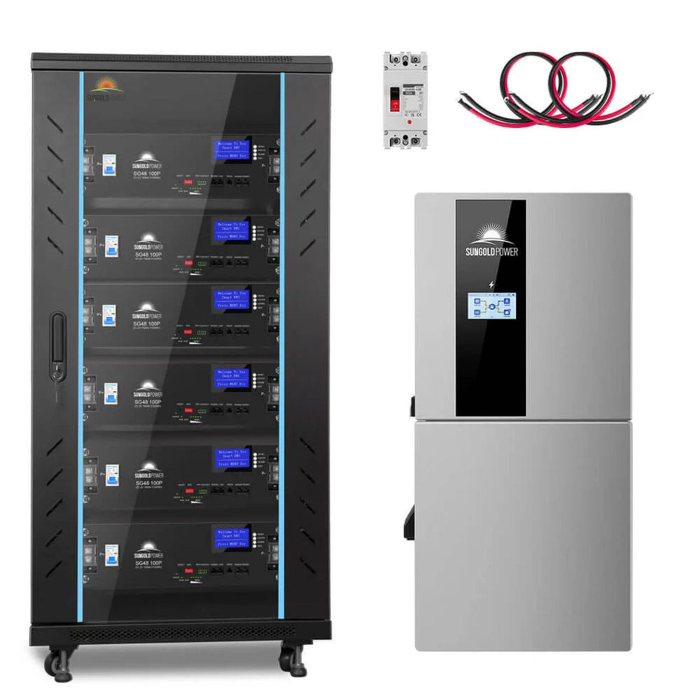 SunGoldPower 11.4kW Hybrid Solar Kit with 30.72kWh LiFePO4 Battery without solar panel 