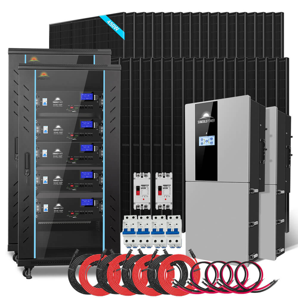SunGoldPower 22.8kW Hybrid Solar Kit with 51.2kWh LiFePO4 Battery – SGH-11N5E complete system