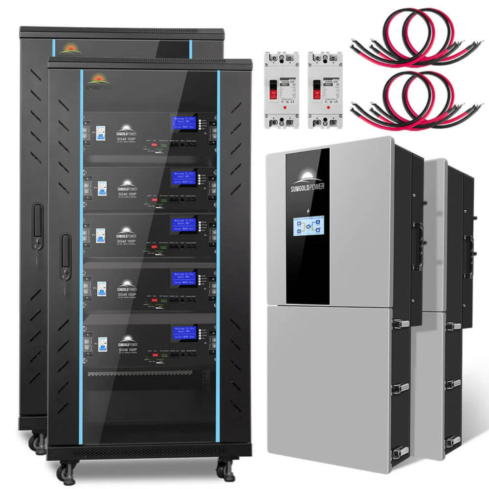 SunGoldPower 22.8kW Hybrid Solar Kit with 51.2kWh LiFePO4 Battery – SGH-11N5E complete system without solar panel