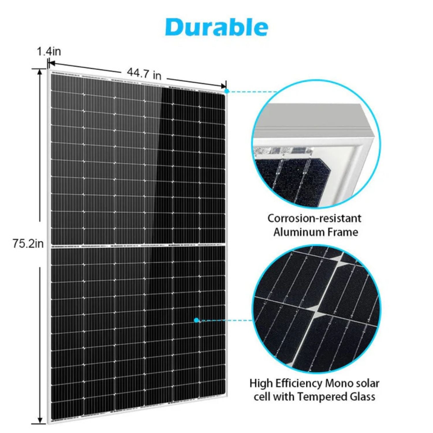 SunGold 450/550 Watt Monocrystalline Solar Panel Dimensions