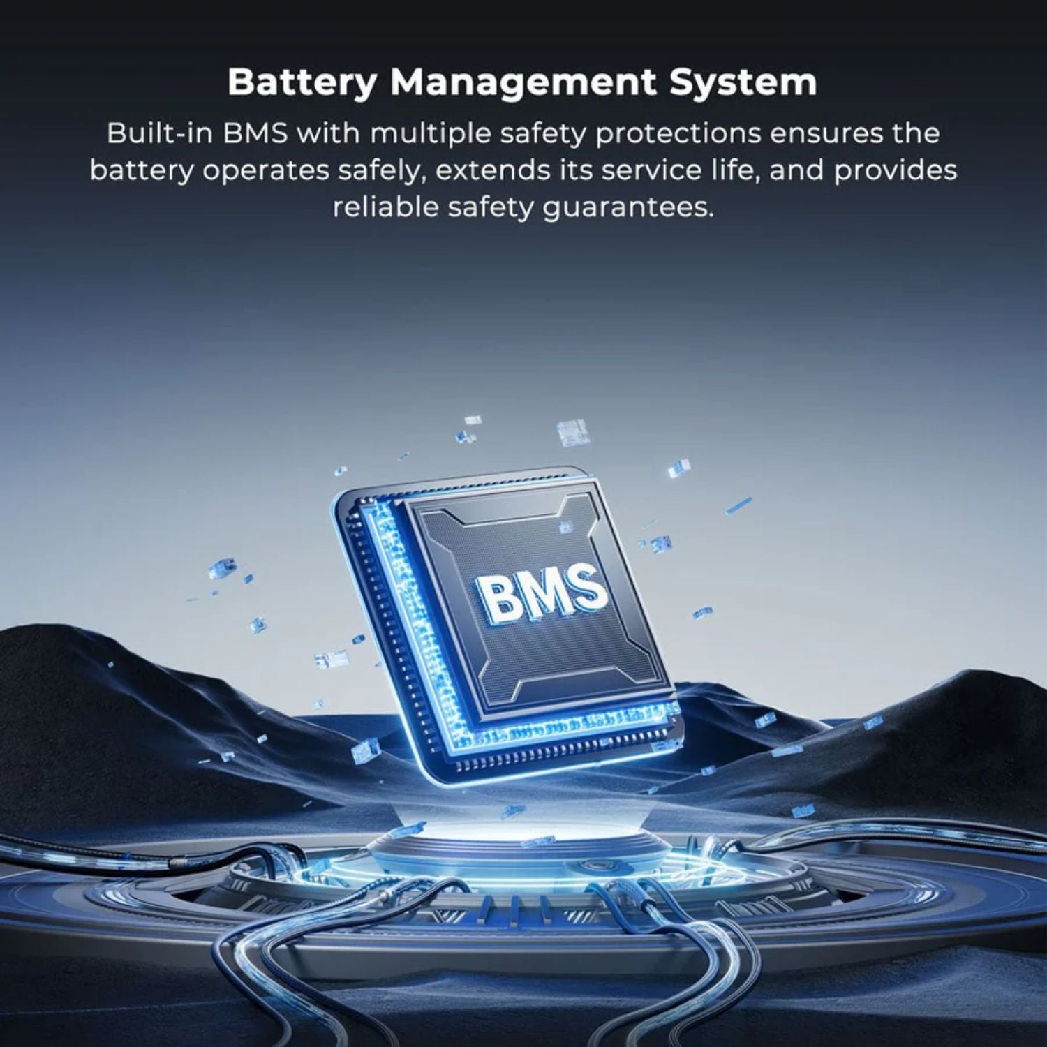 SunGold PowerMax Energy Storage Battery Management System (BMS) chip with text on a dark background