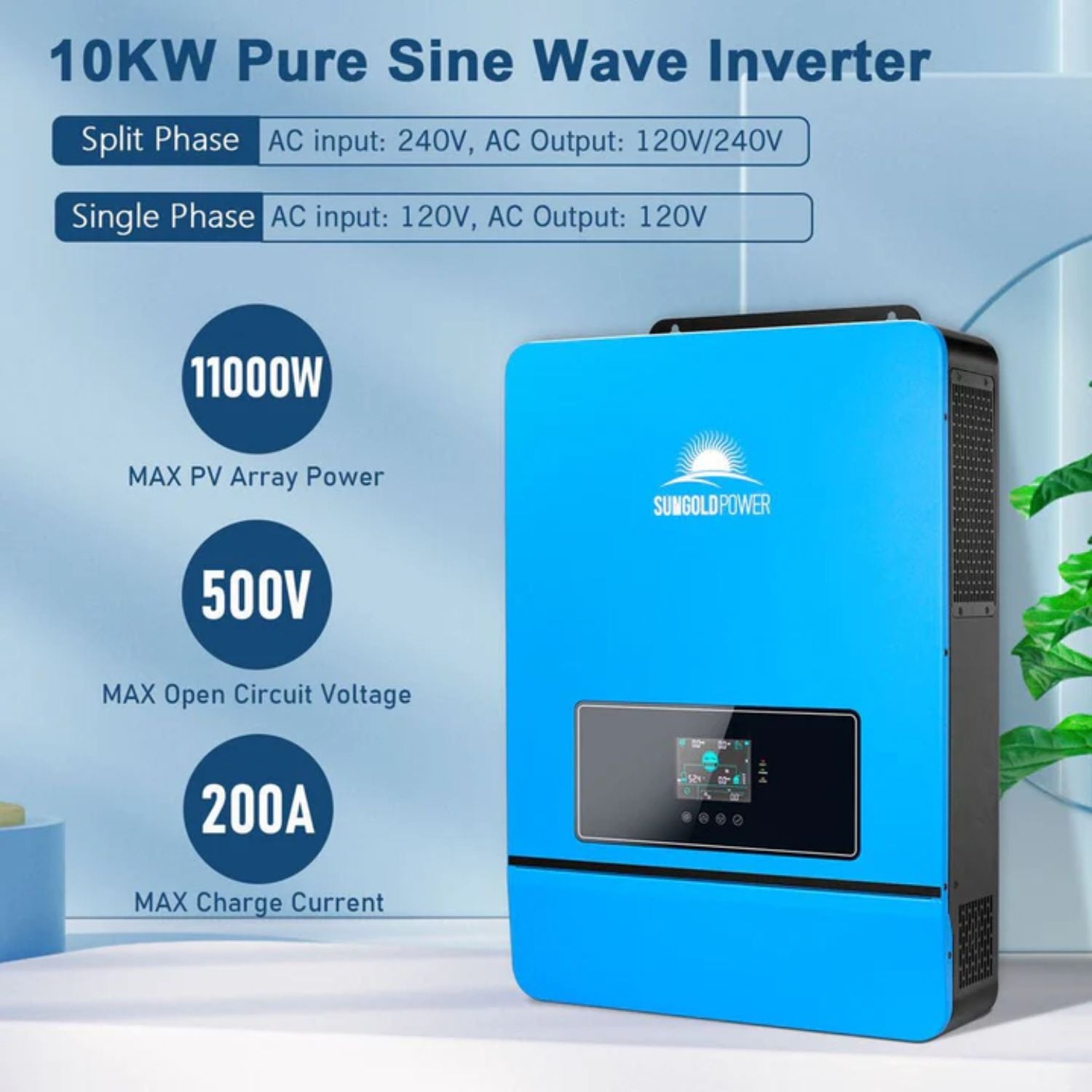 SunGold Power 10KW 48V Split Phase Solar Inverter features