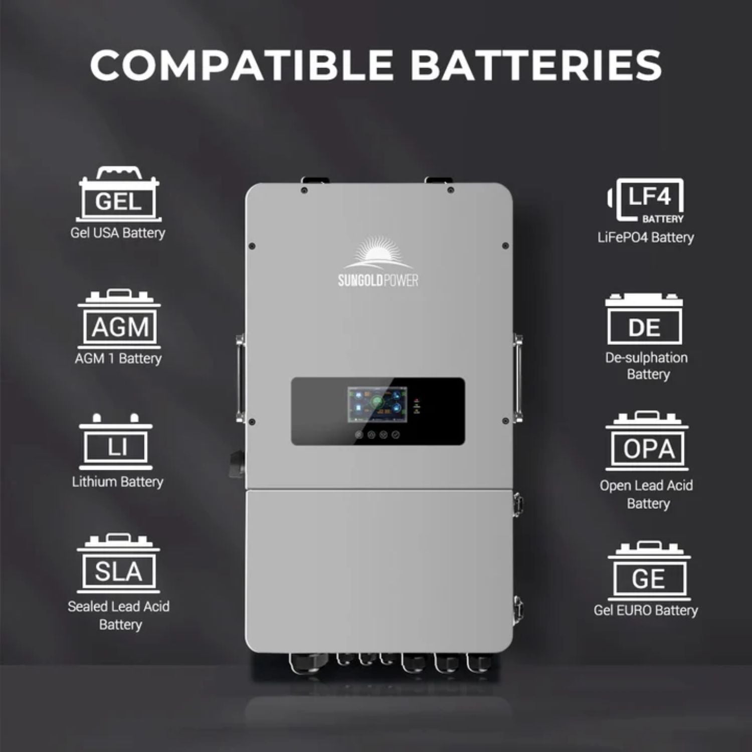 SunGold Power 10KW Hybrid Inverter Compatible Batteries