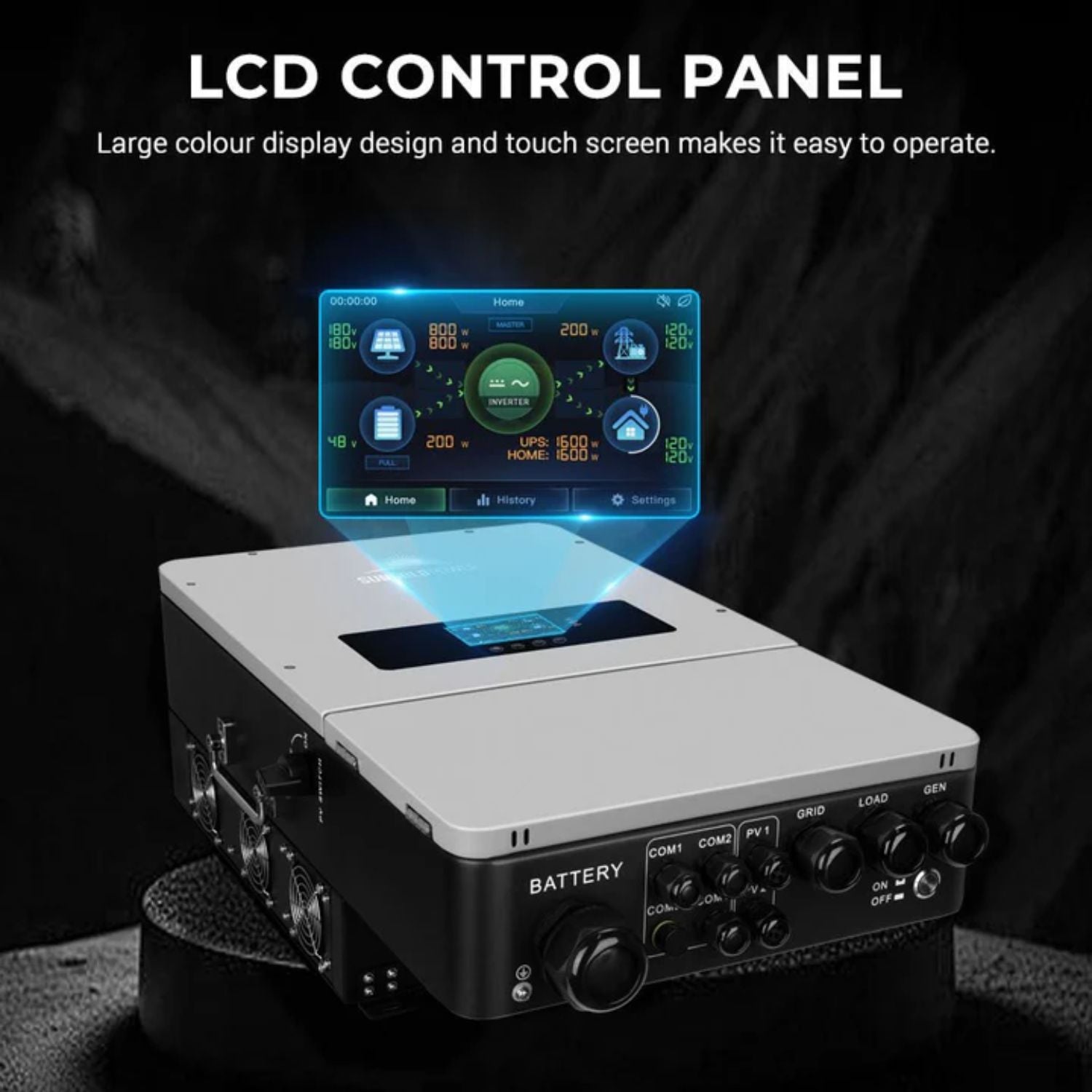 SunGold Power 10KW Hybrid Inverter LCD Control Panel