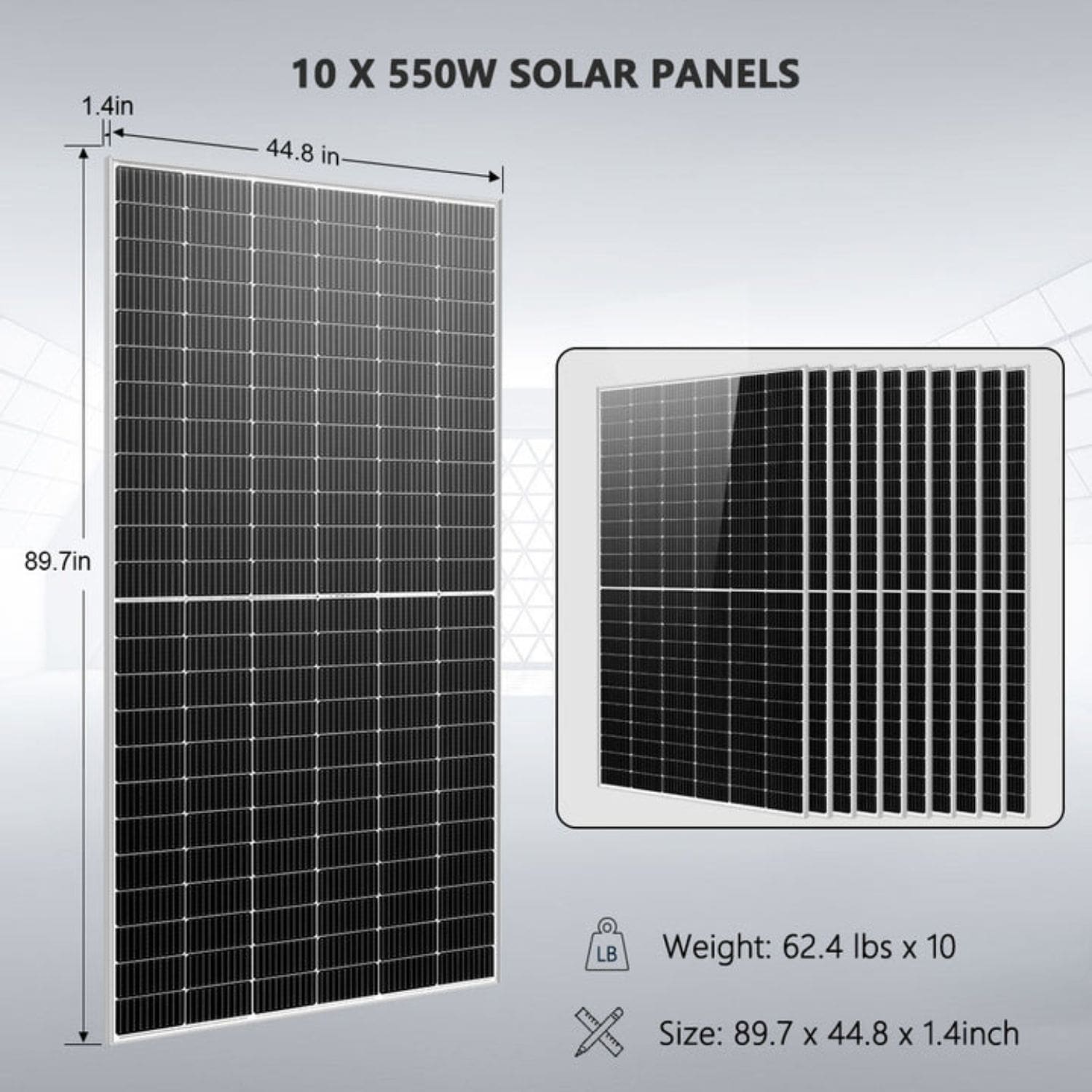 SunGold Power 10KW Solar Inverter 48VDC SGM-10K20 Off-Grid Solar Kit - 10 x 550W Solar Panels