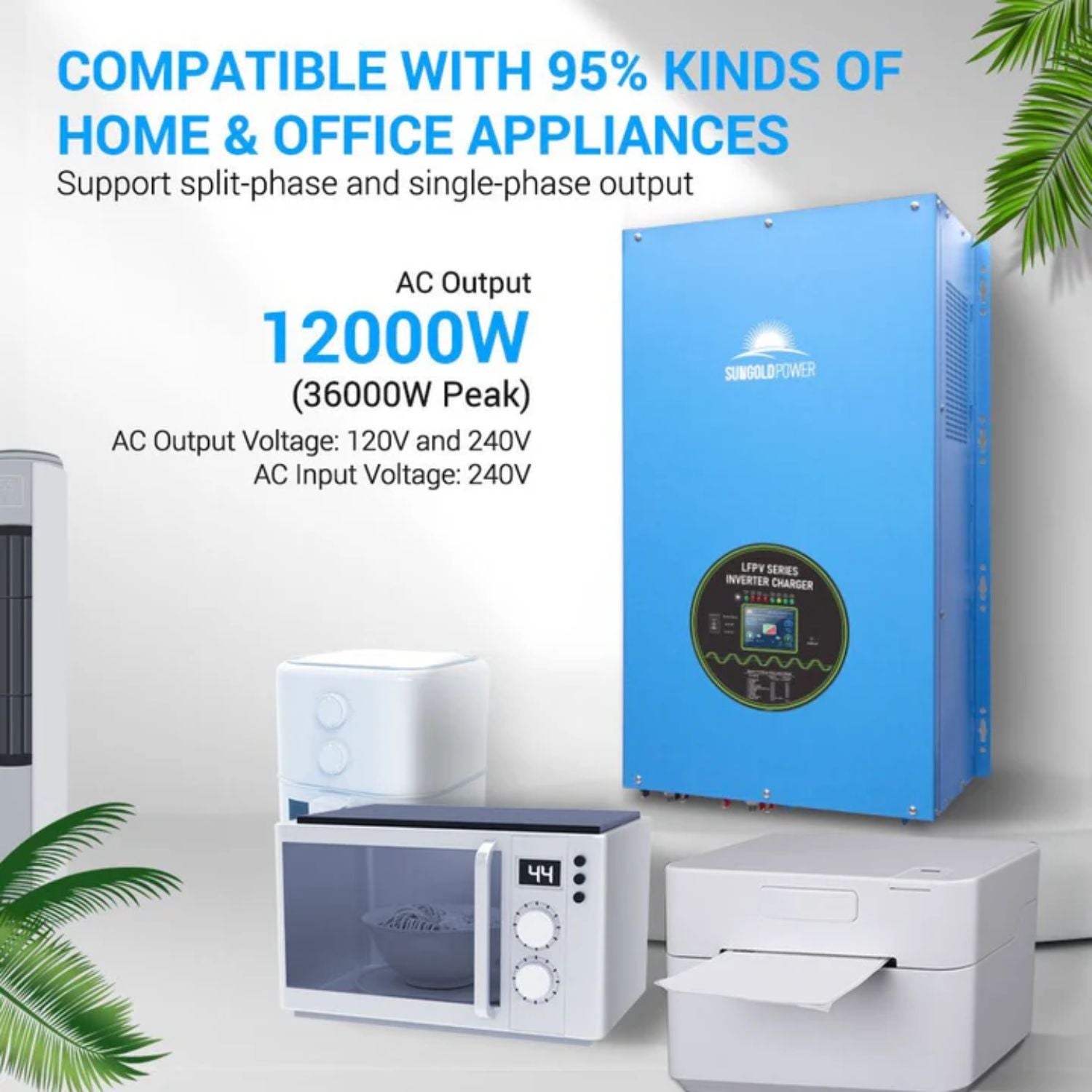 SunGold Power 12KW 48V Split Phase Inverter compatible with 95% kinds of appliances