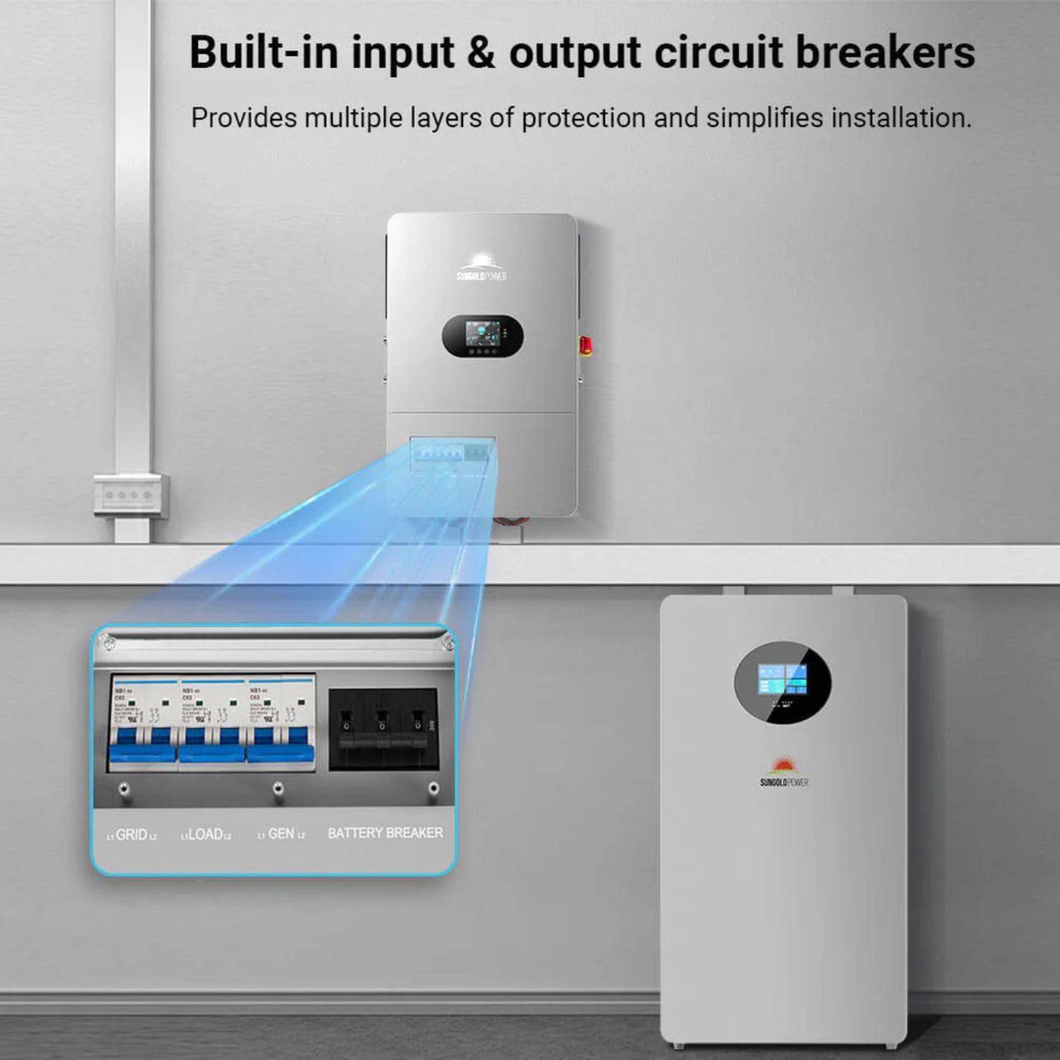 SunGold Power 12KW All in One Off Grid Solar Inverter FR12K-B  - Built in input and output breakers