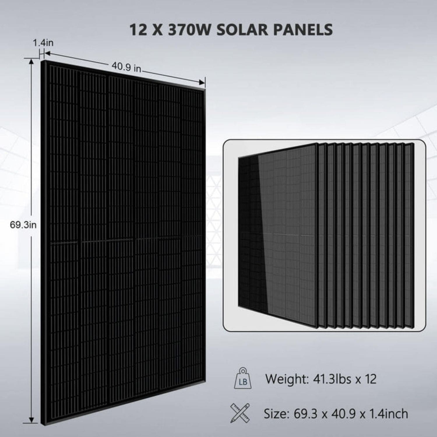 SunGold Power 13000W 48VDC SGM-1320M Off-Grid Solar Kit - 12 x 370W Solar Panels