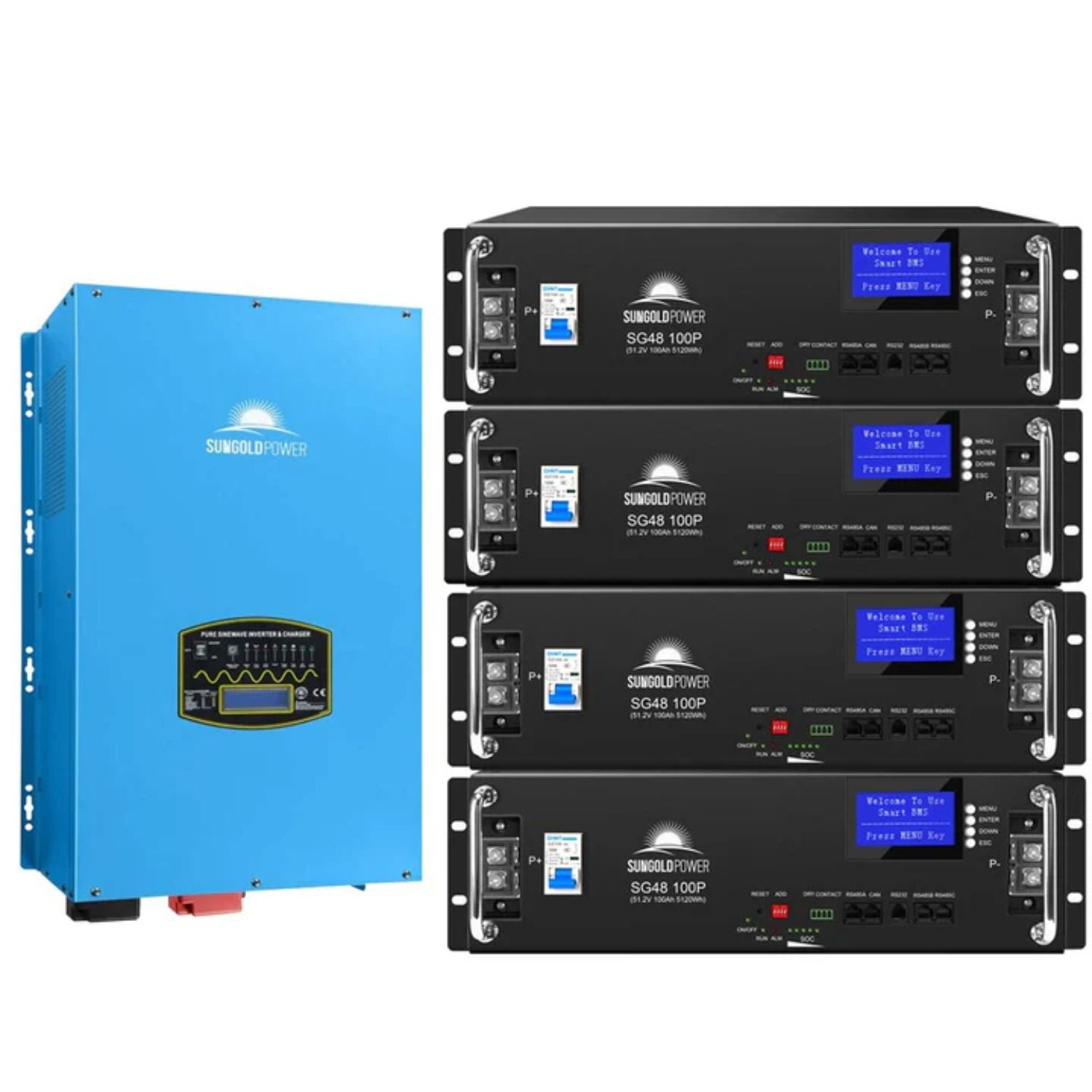 SunGold Power 15KW 48V Split Phase Inverter with 4 pcs SG48100P [20.48kwh]