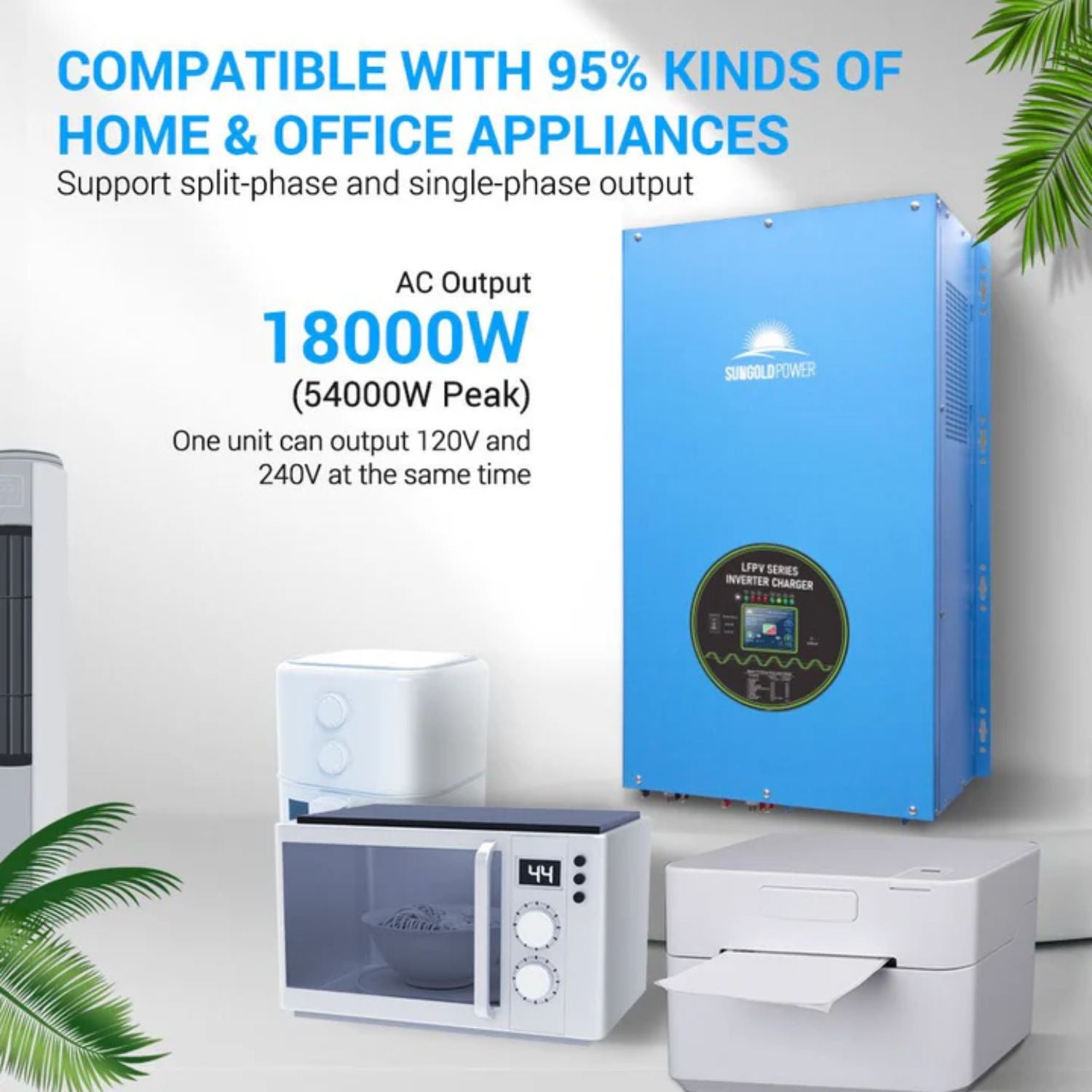 SunGold Power 18KW 48V Split Phase Inverter compatible with 95% kinds of appliances