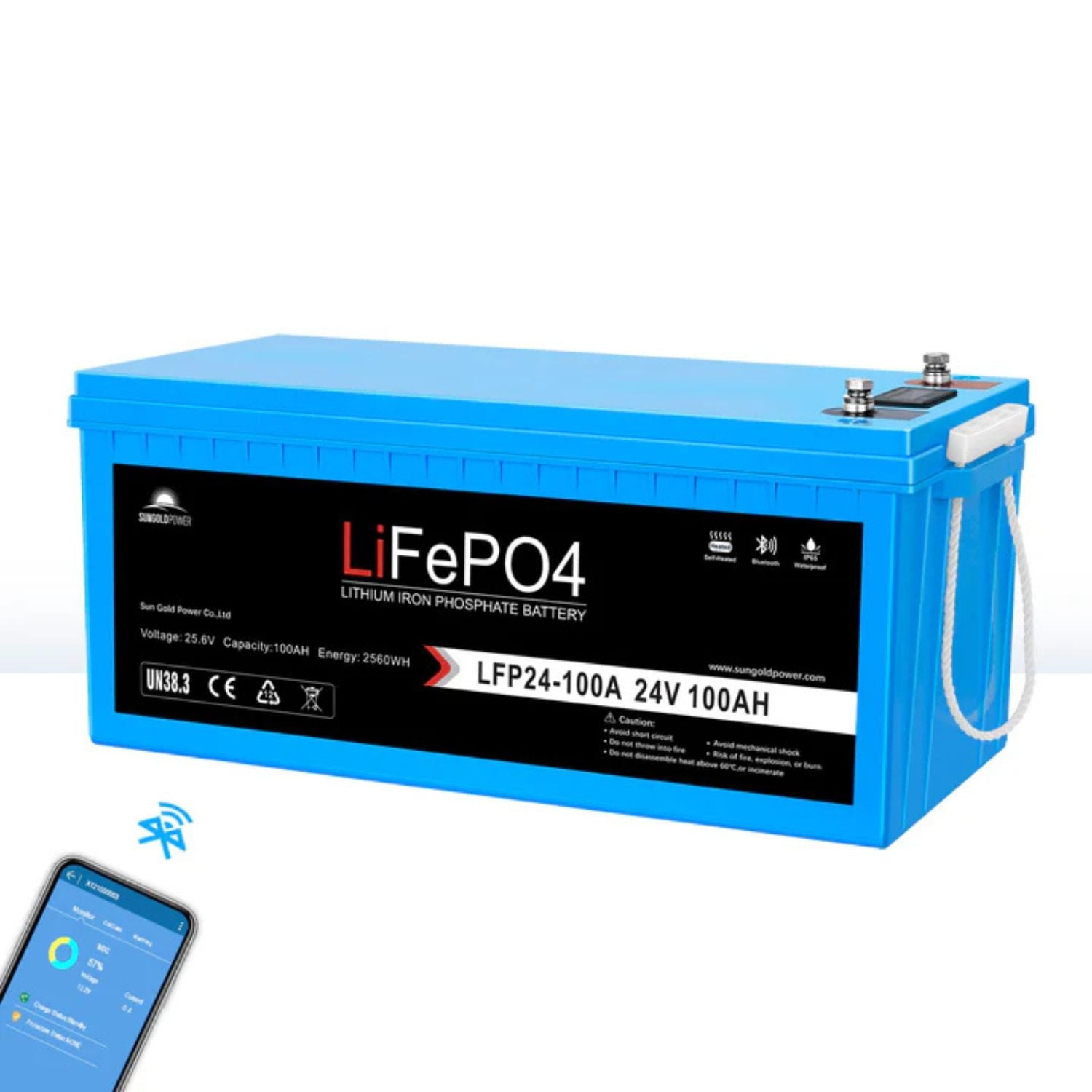 SunGold Power 24V 100Ah LiFePo4 Deep Cycle Lithium Battery