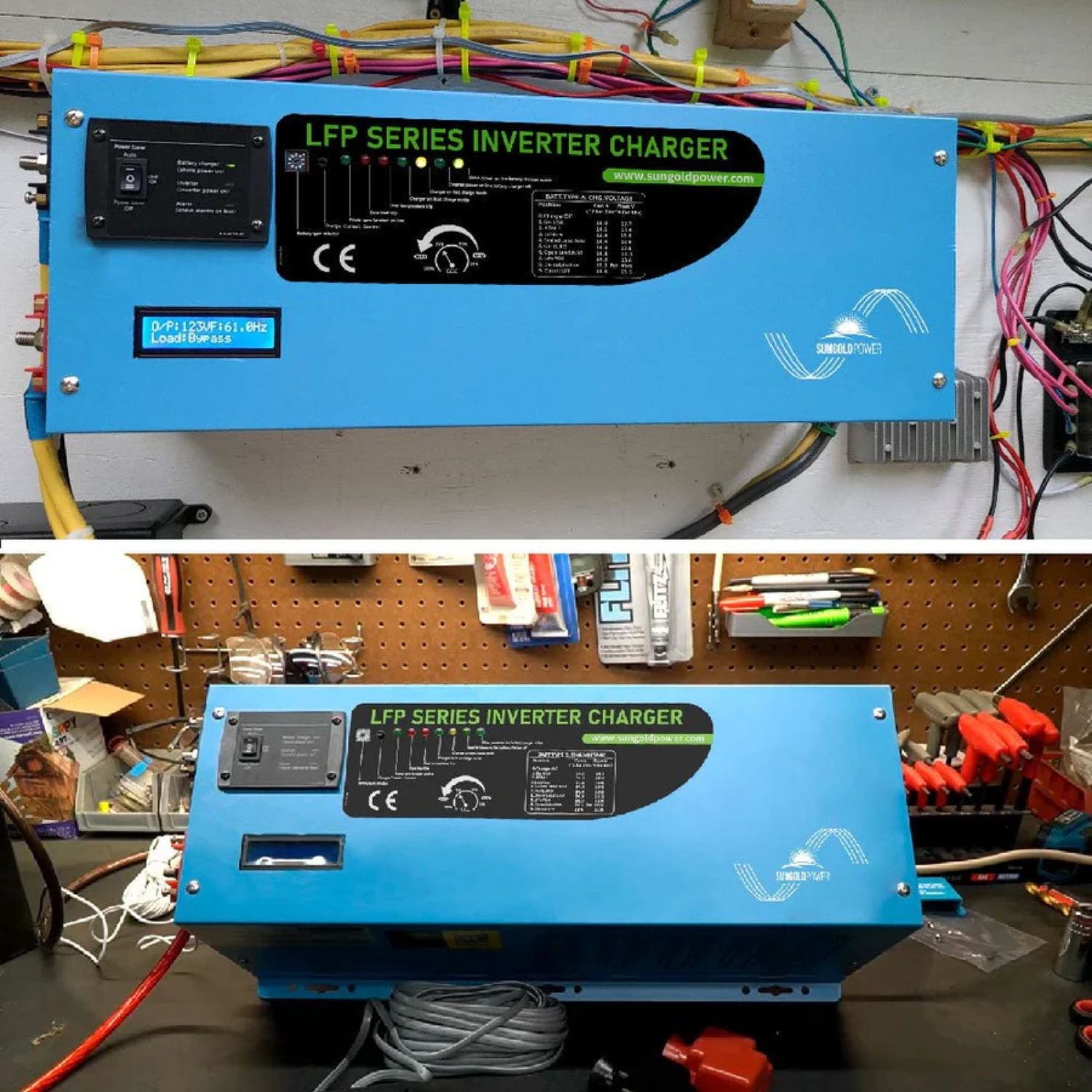 SunGold Power 3000W DC 12V Pure Sine Wave Inverter With Charger back view