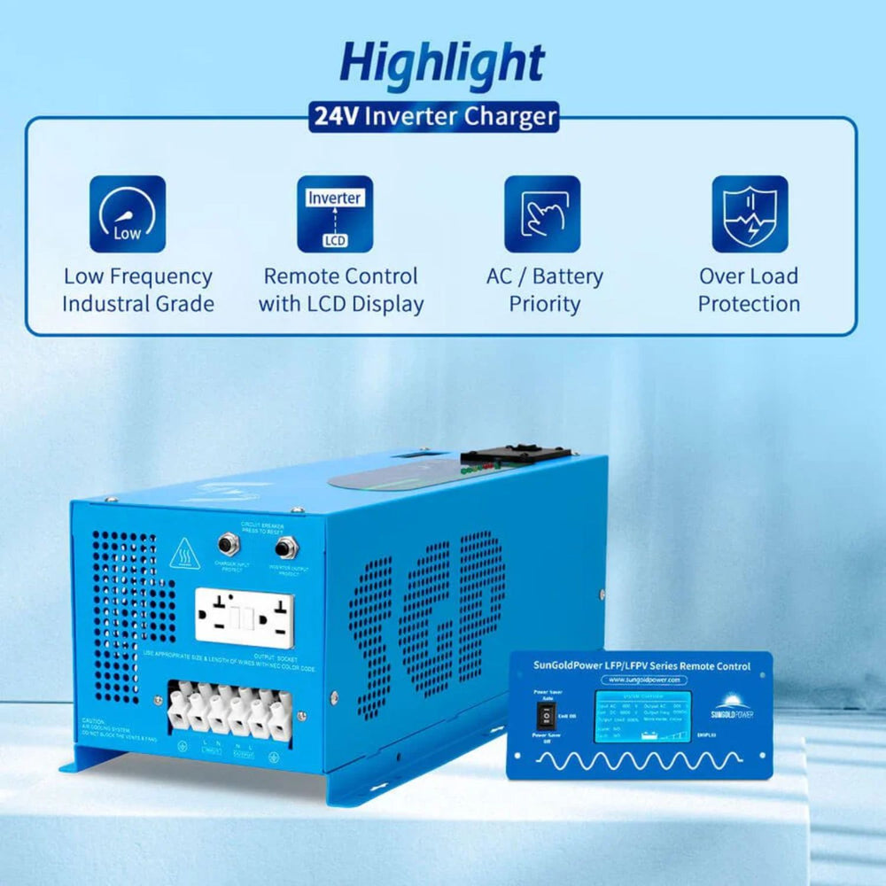 SunGold Power 3000W DC 24V Pure Sine Wave Inverter With Charger - Best Features