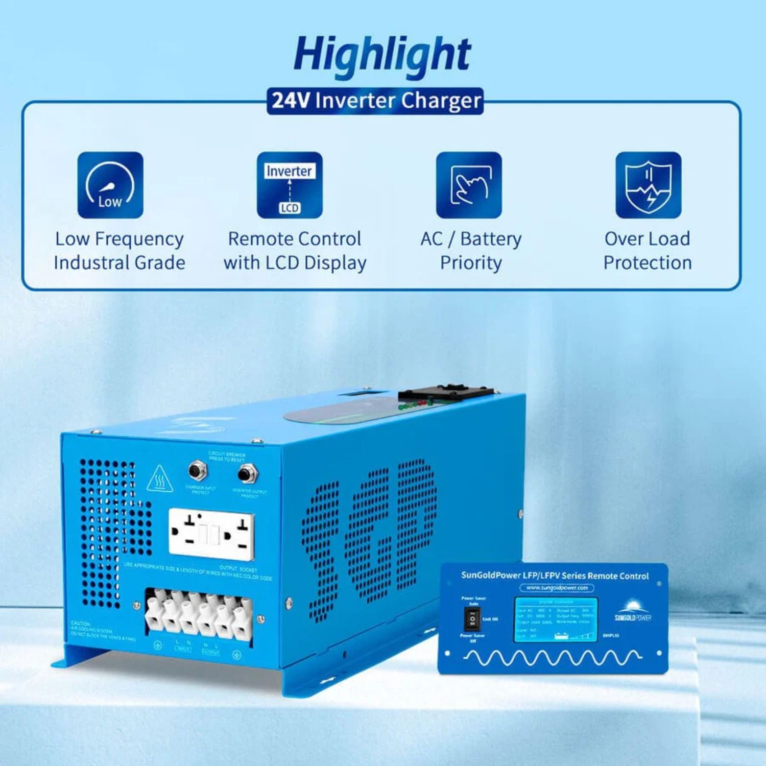 SunGold Power 3000W DC 24V Pure Sine Wave Inverter With Charger - Best Features